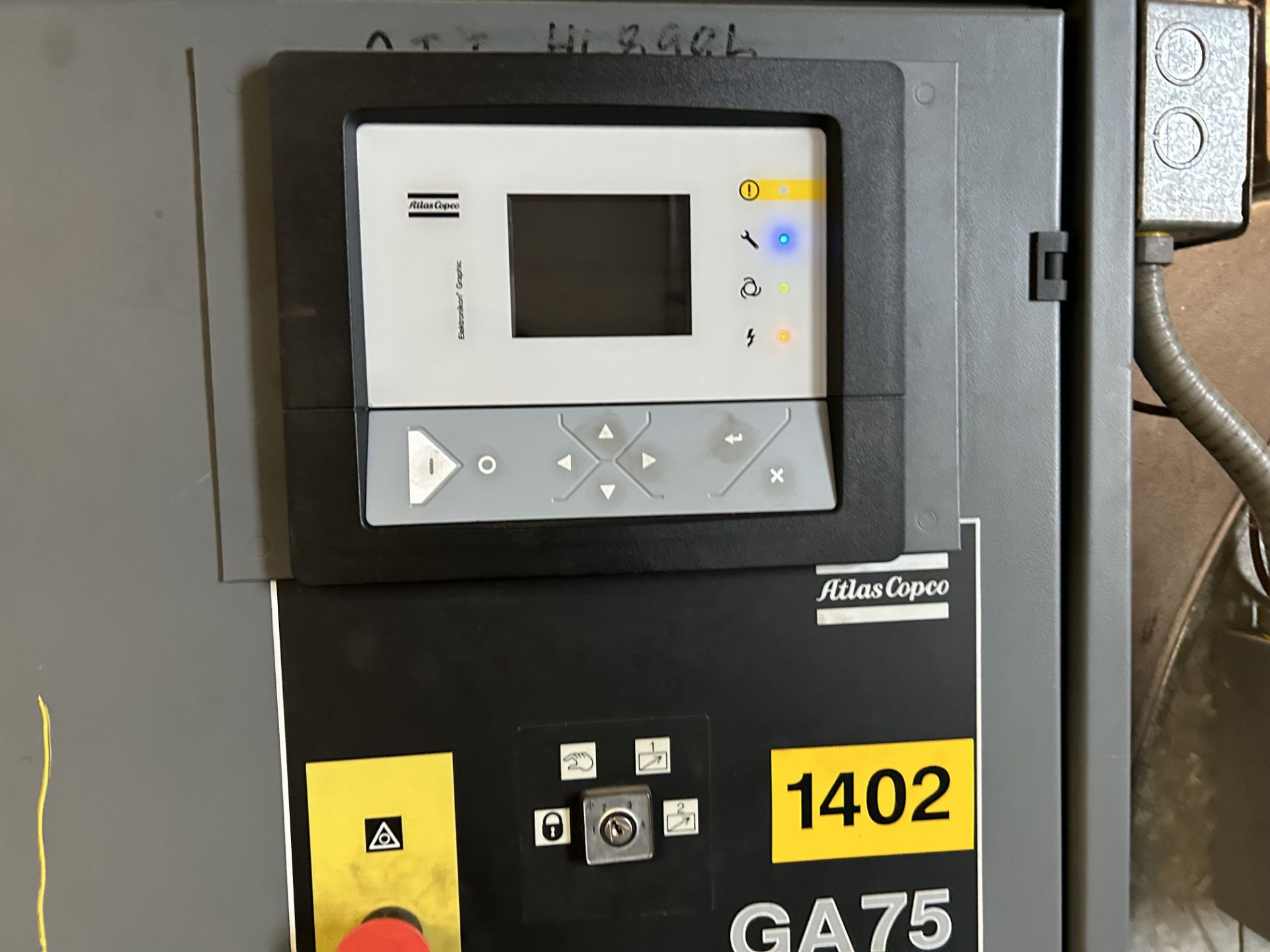 100 HP ATLAS COPCO mod. GA75 Rotary Screw Air Compressor, ser. 458996, 68000 hrs - Image 2 of 4