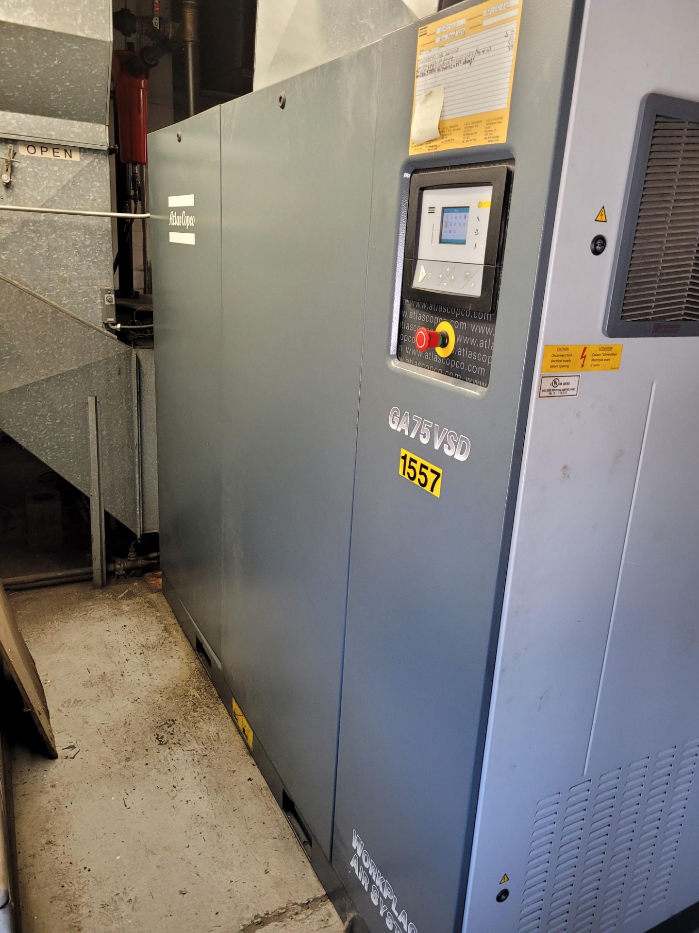 2013 100 HP ATLAS COPCO mod. GA75VSD Variable Speed Rotary Screw Air Compressor, 41600hrs - Image 2 of 10