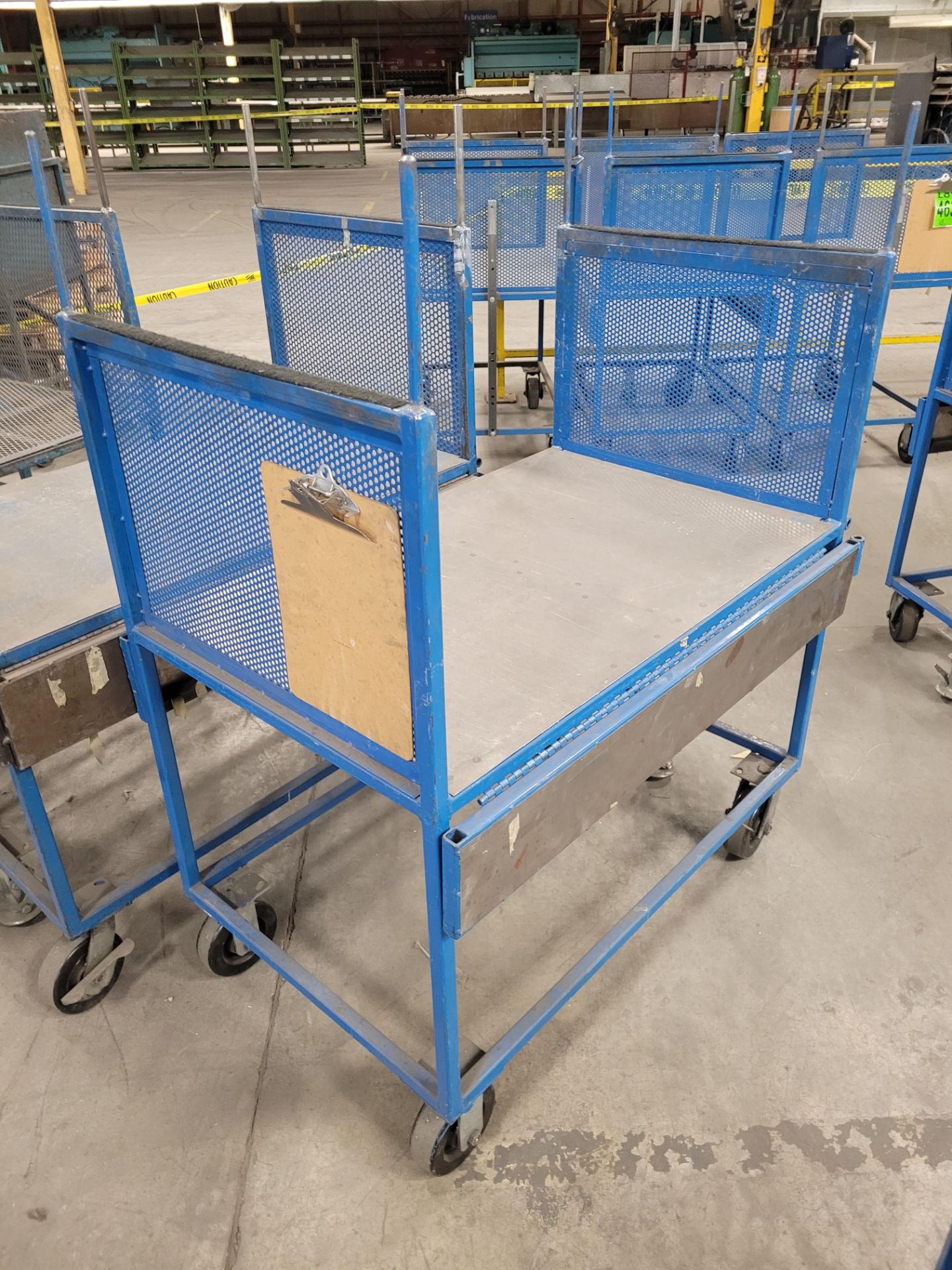 Lot of (3) steel-lattice carts w/handles, casters, wheel lock, (2 w/ expandable sides and floor lock - Image 2 of 4