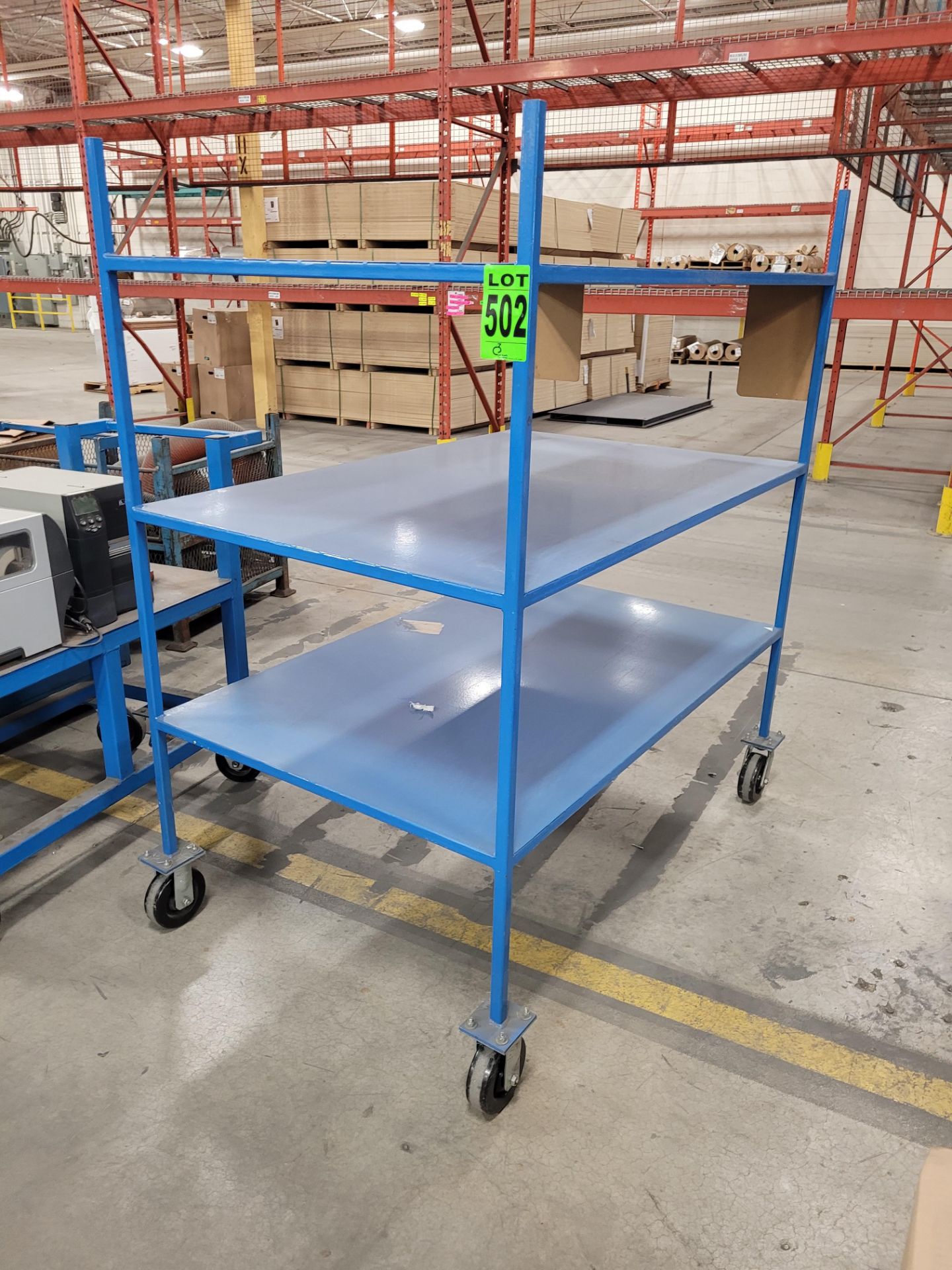 3-level mobile steel shelving unit on casters, 3'' x 5' x 5' w/handles