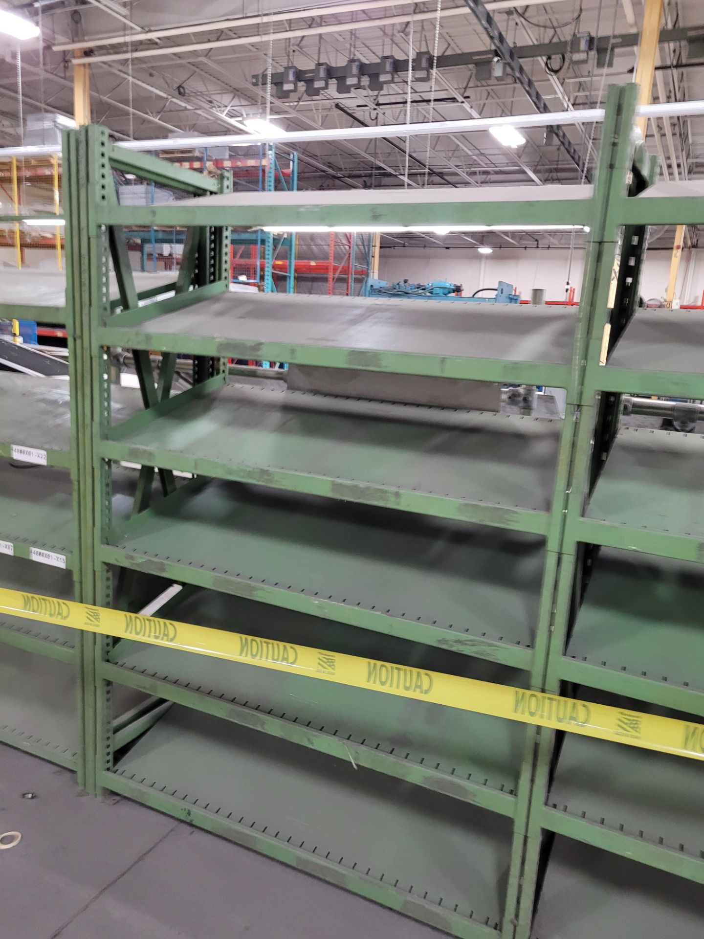 Lot of (8) sections of 6-level inclined teardrop shelving units, (45) shelves, (16) uprights - Image 4 of 14