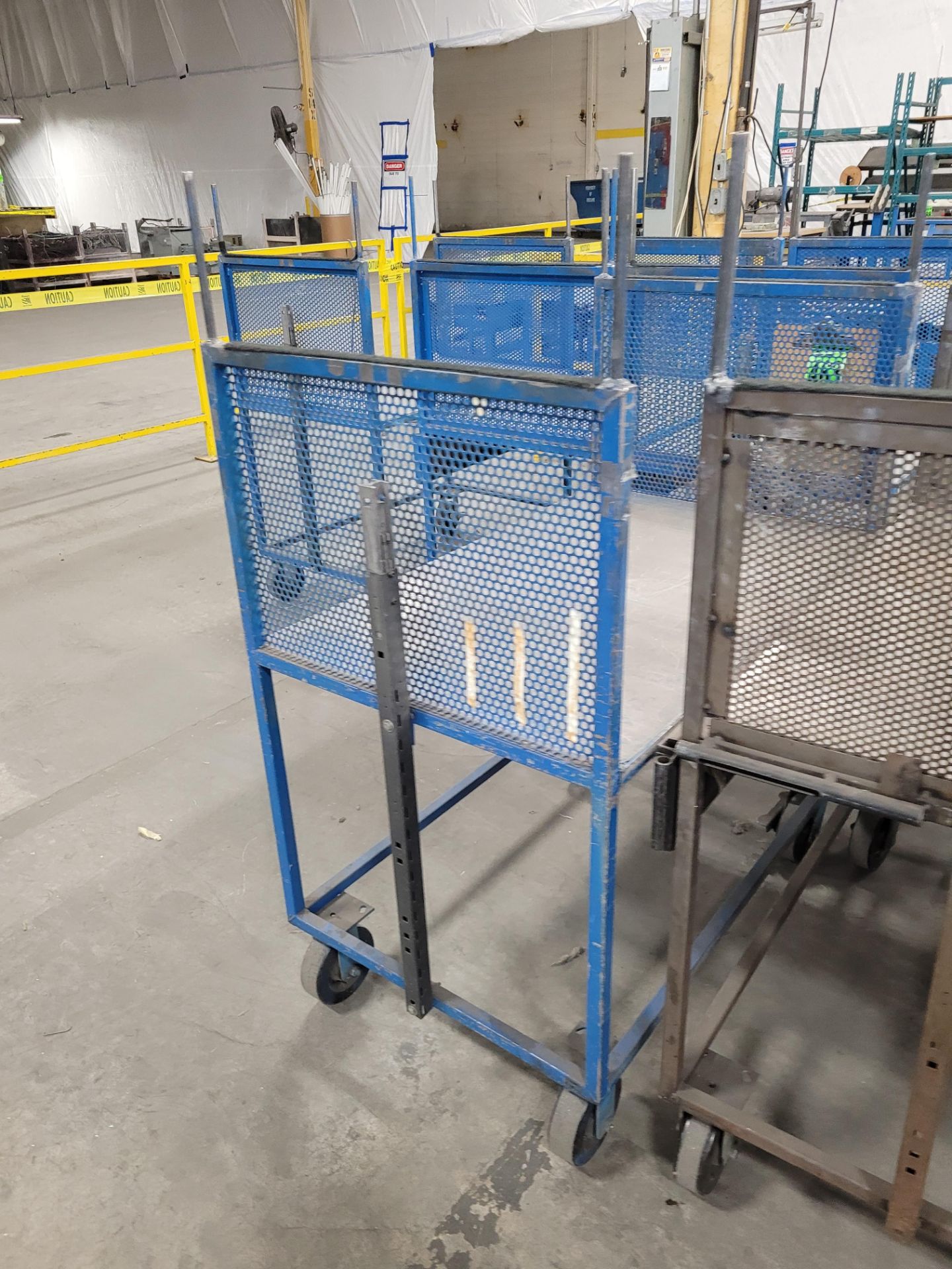 Lot of (4) steel-lattice carts w/handles, casters, wheel lock, (2) w/ expandable sides and (2) w/flo - Image 8 of 10