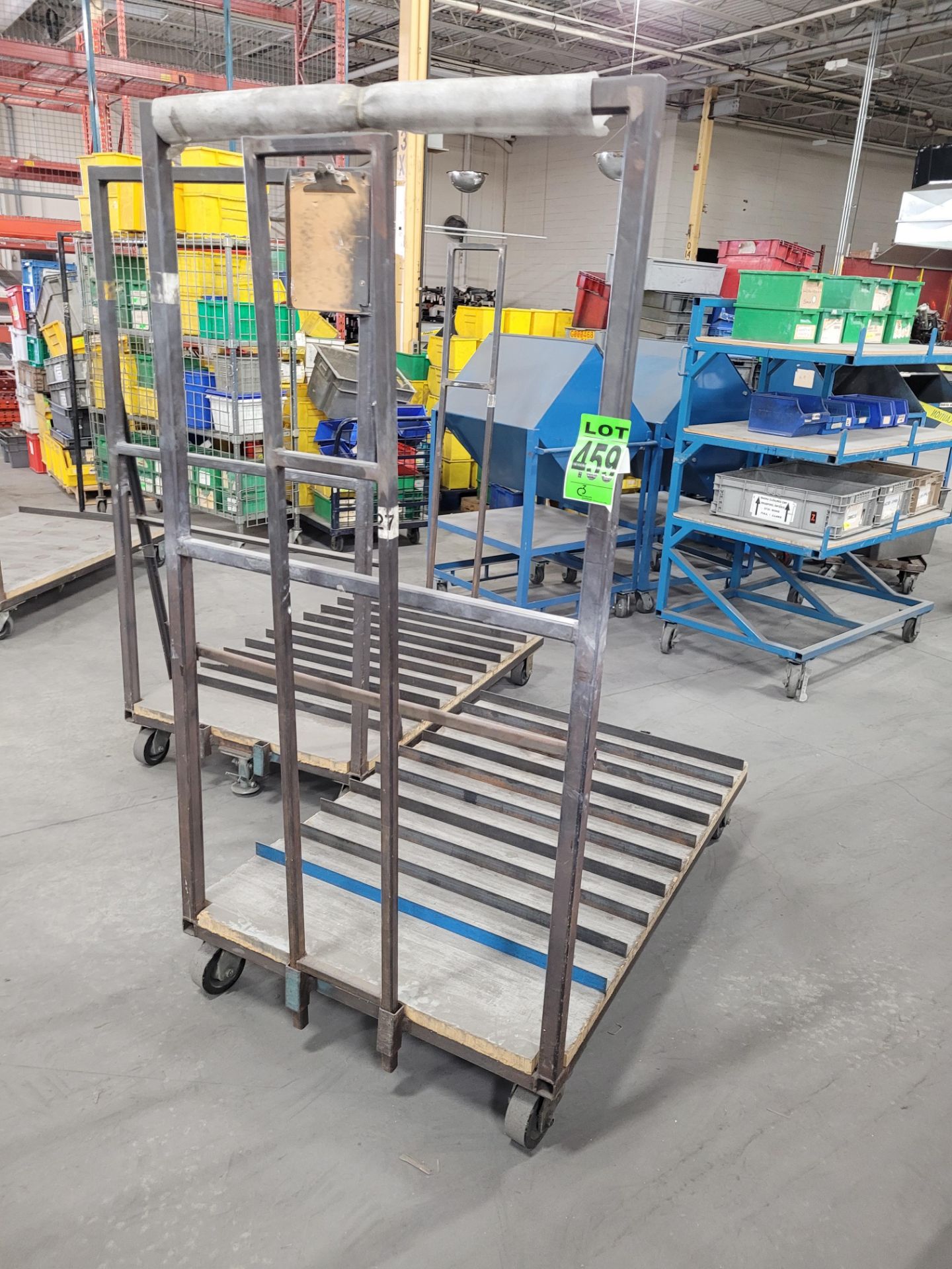 Lot of (2) steel carts (9) steel dividers, casters, removable steel sides, (1) w/ floor lock - Image 2 of 6