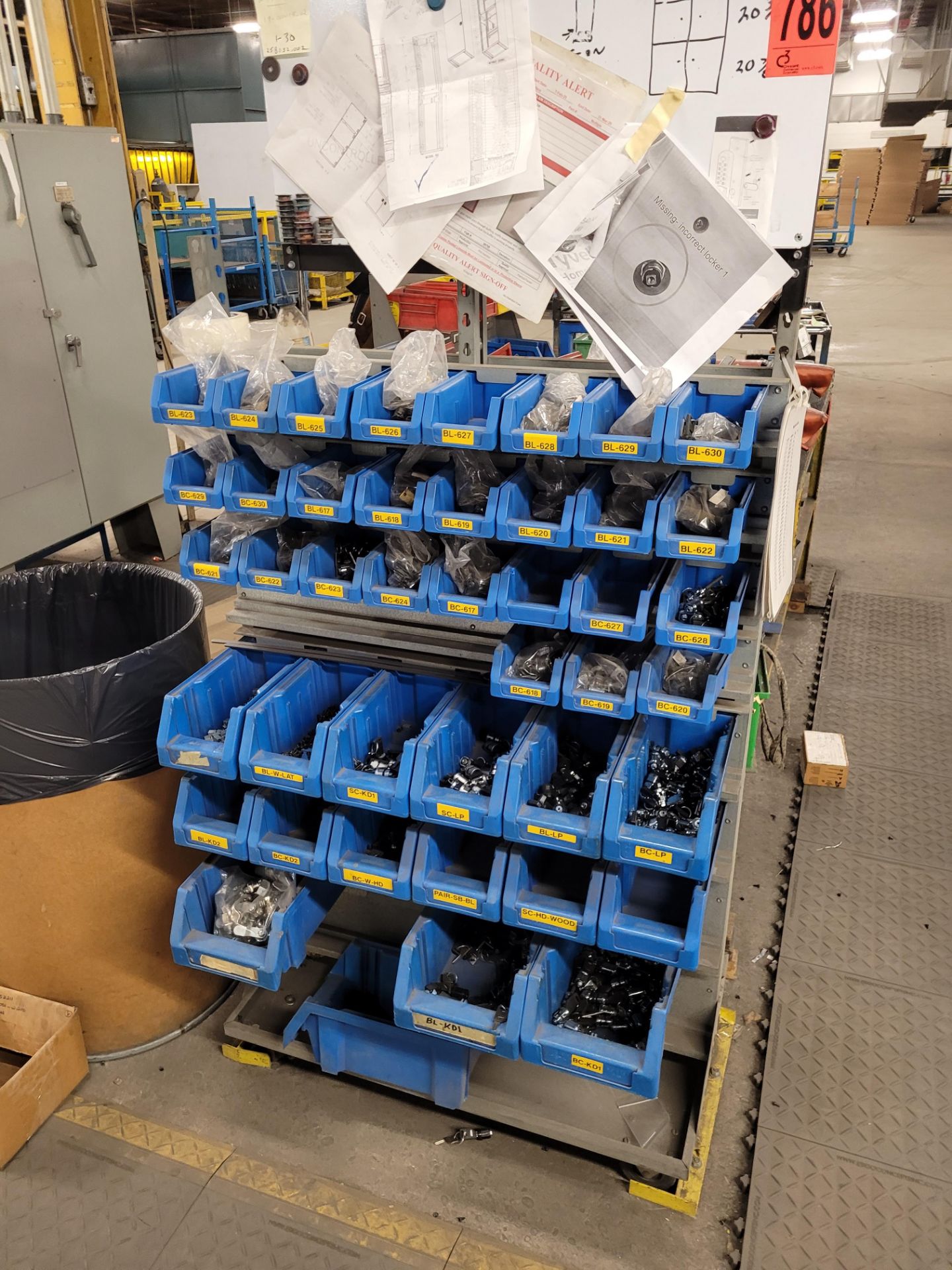 7-level mobile parts storage shelving unit on casters, (42) parts storage bins - Image 2 of 2