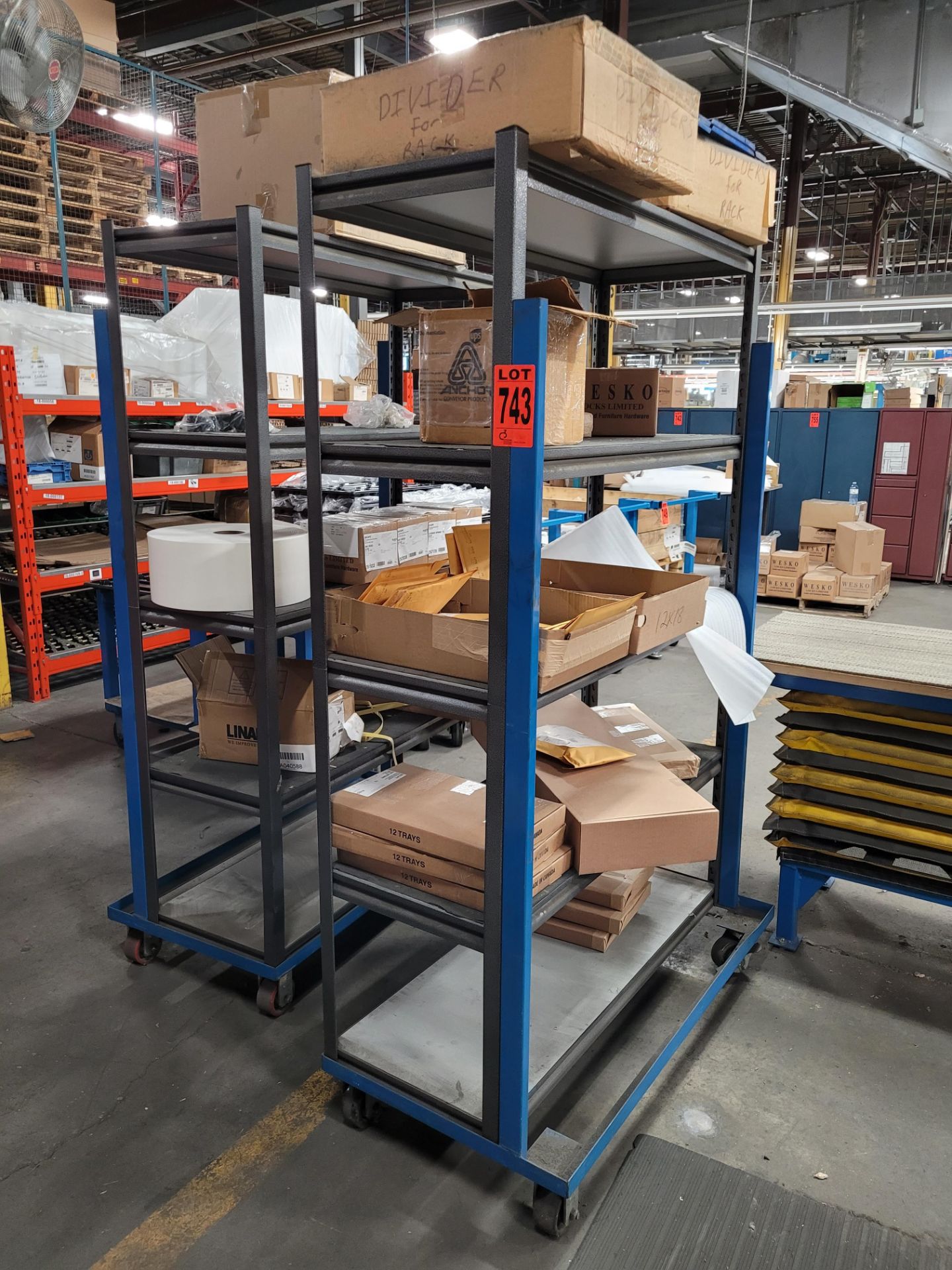 Lot of (2) sections of 5-level steel shelving units on casters - Image 2 of 5