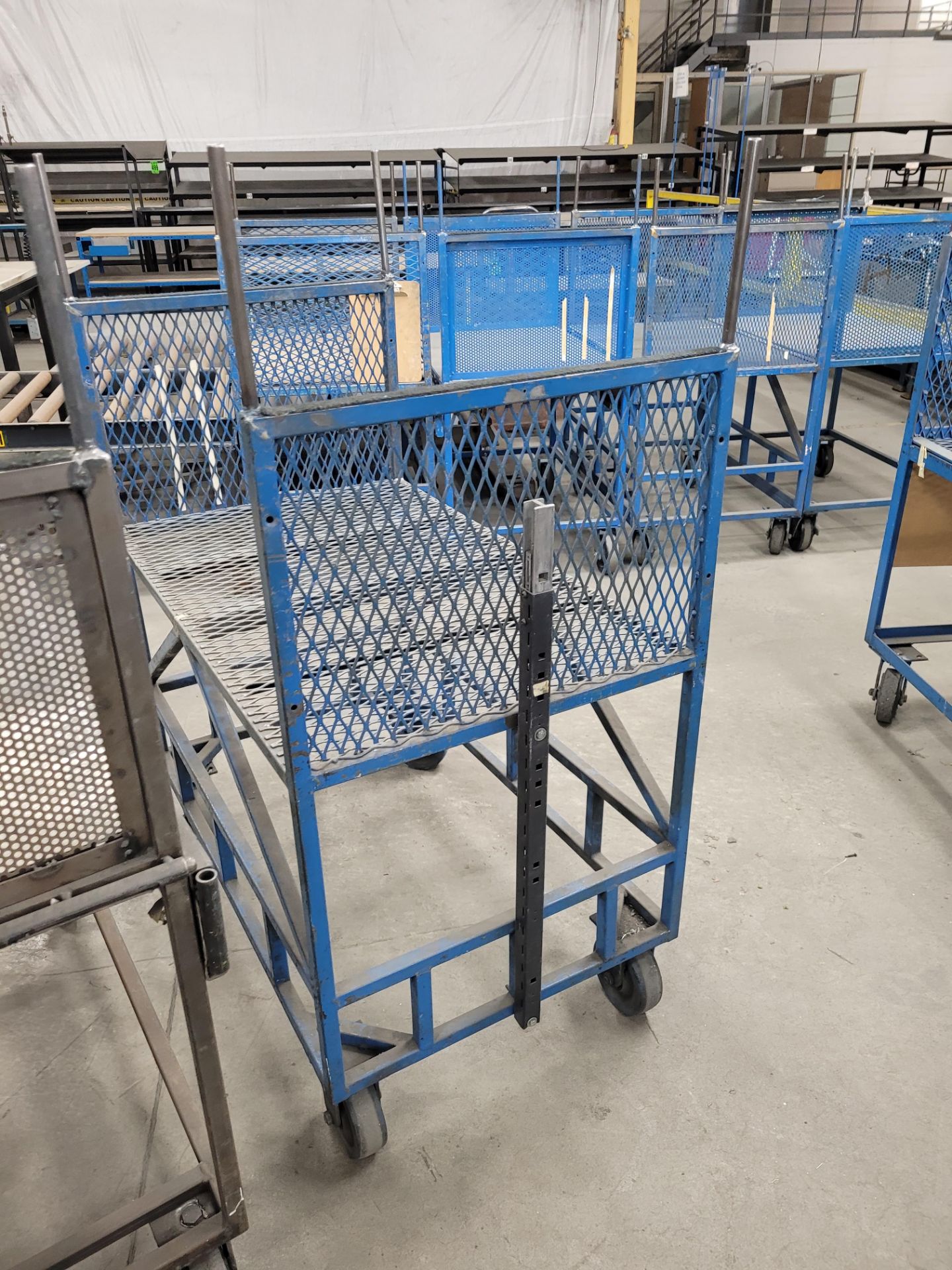 Lot of (3) steel-lattice carts w/handles, casters, wheel lock, (2) w/ expandable sides and floor loc - Image 4 of 4