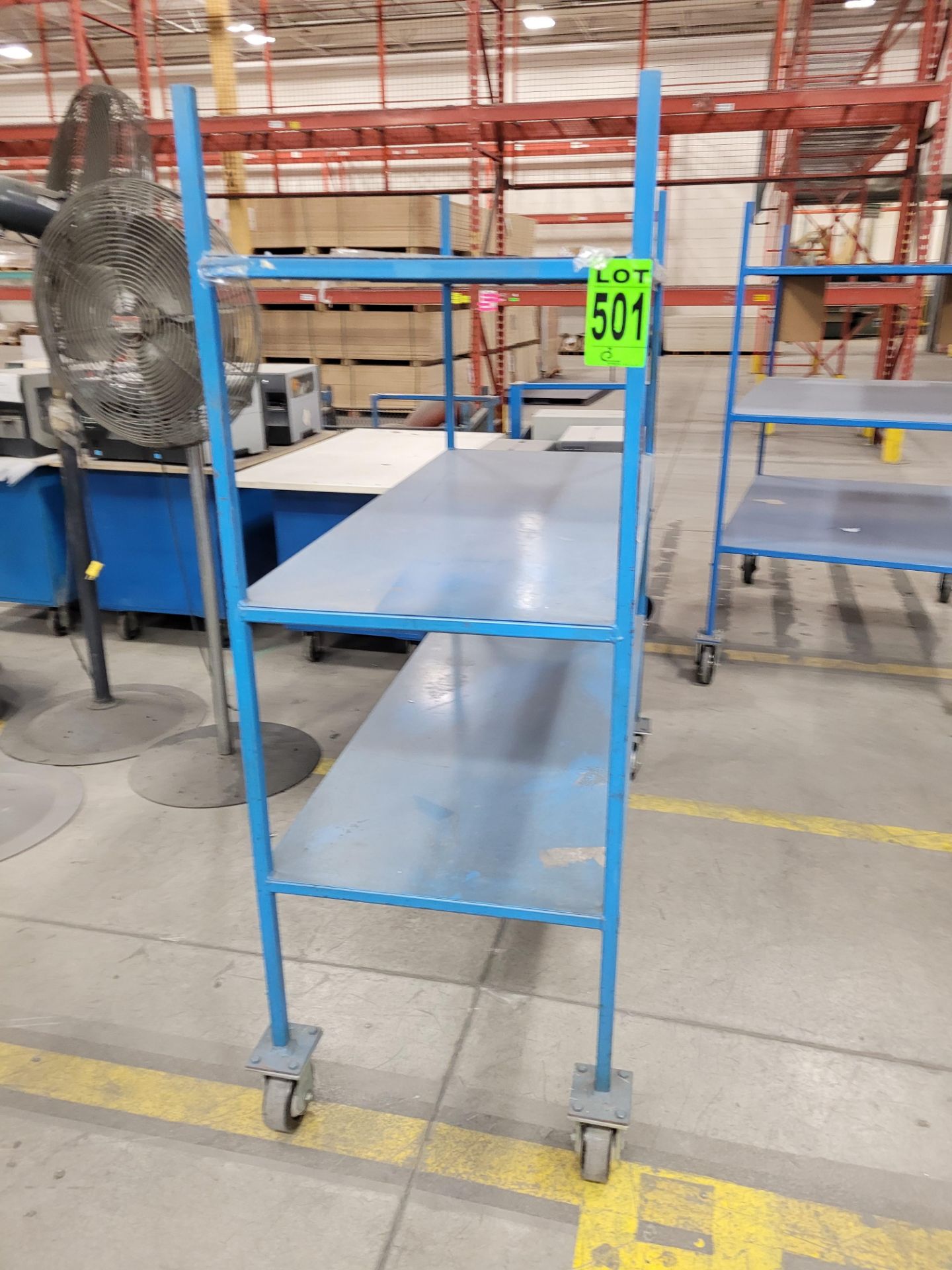 3-level mobile steel shelving unit on casters, 2' x 5' x 5' w/handles - Image 2 of 3