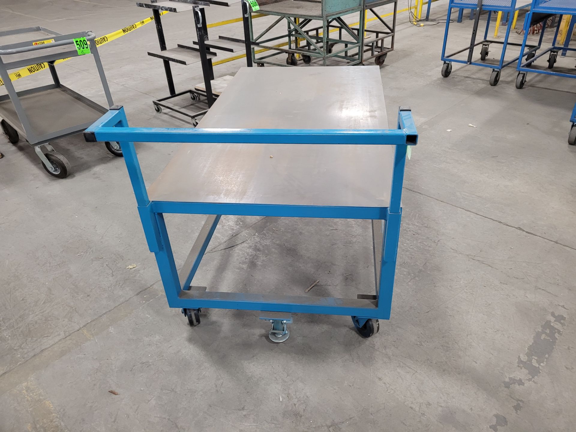 Heavy-Duty steel platform cart on casters, w/handle, floor lock - Image 2 of 4