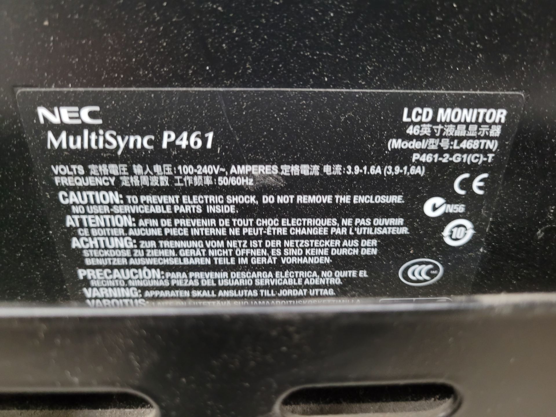 46" NEC mod. MULTISYNC P461 professional grade display w/ mobile adjustable base - Image 4 of 6