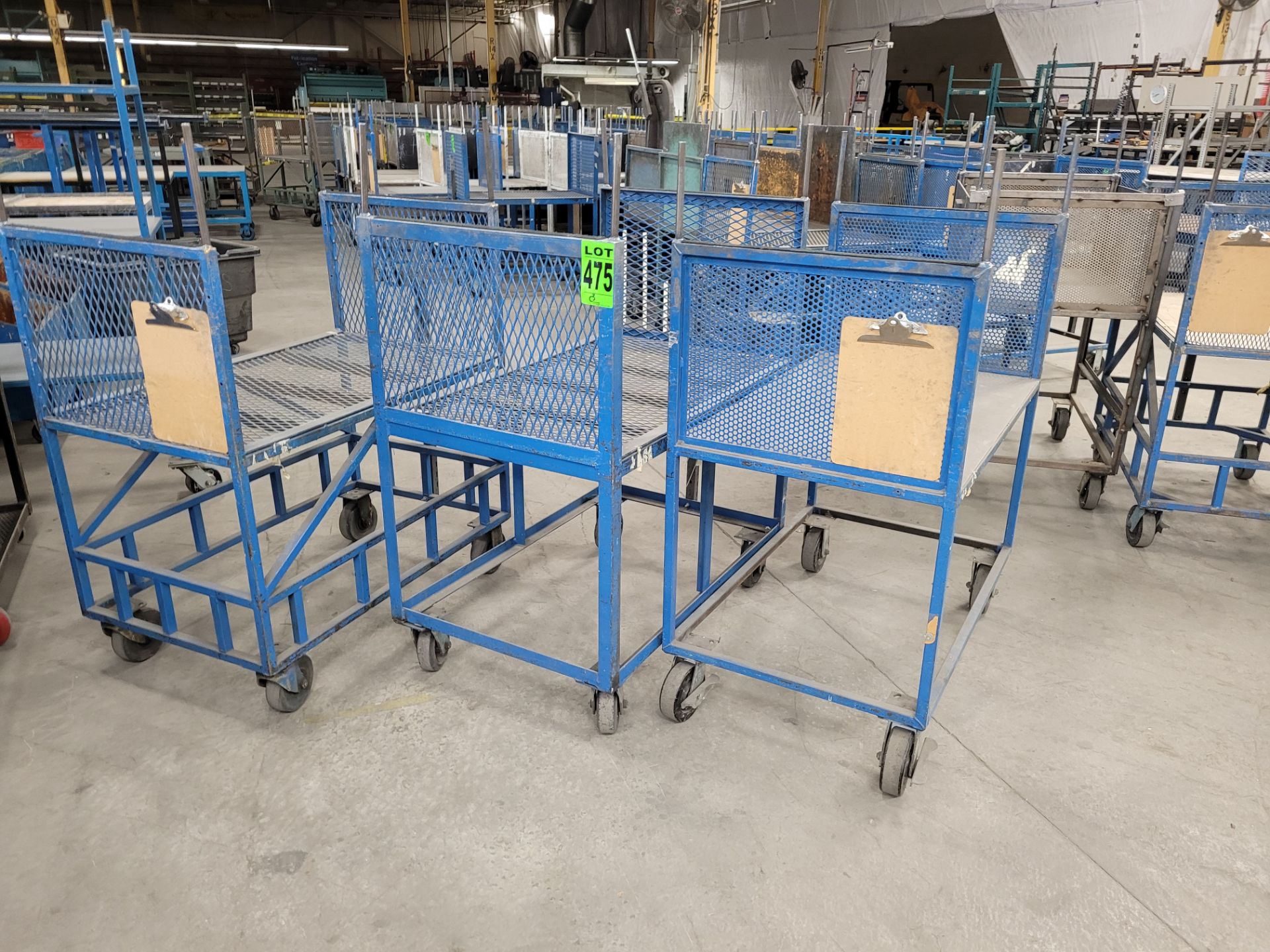 Lot of (3) steel-lattice carts w/handles, casters