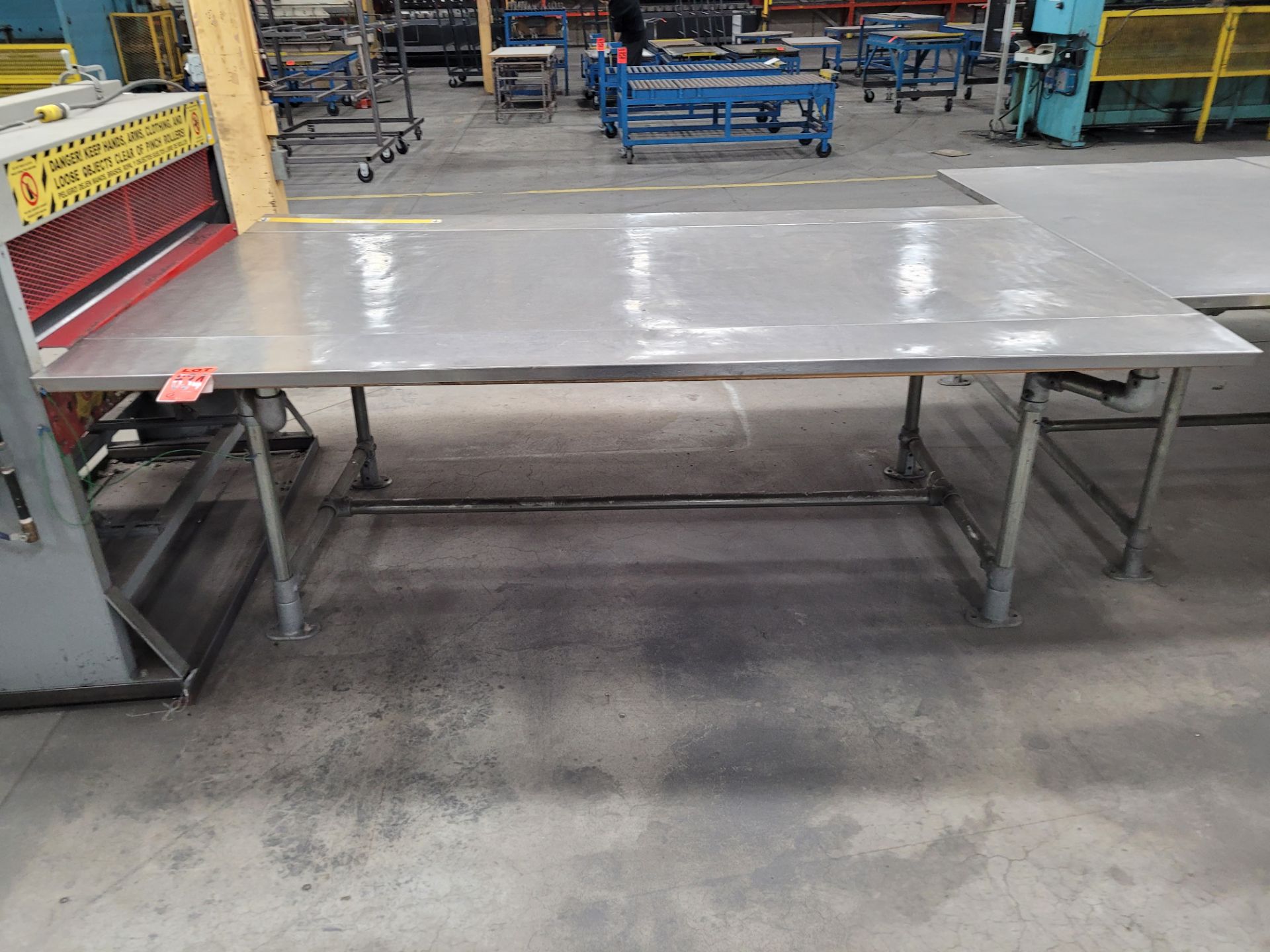 Preparation table w/ ss-sheet surface on plywood, w/ galvanized steel base - Image 2 of 3