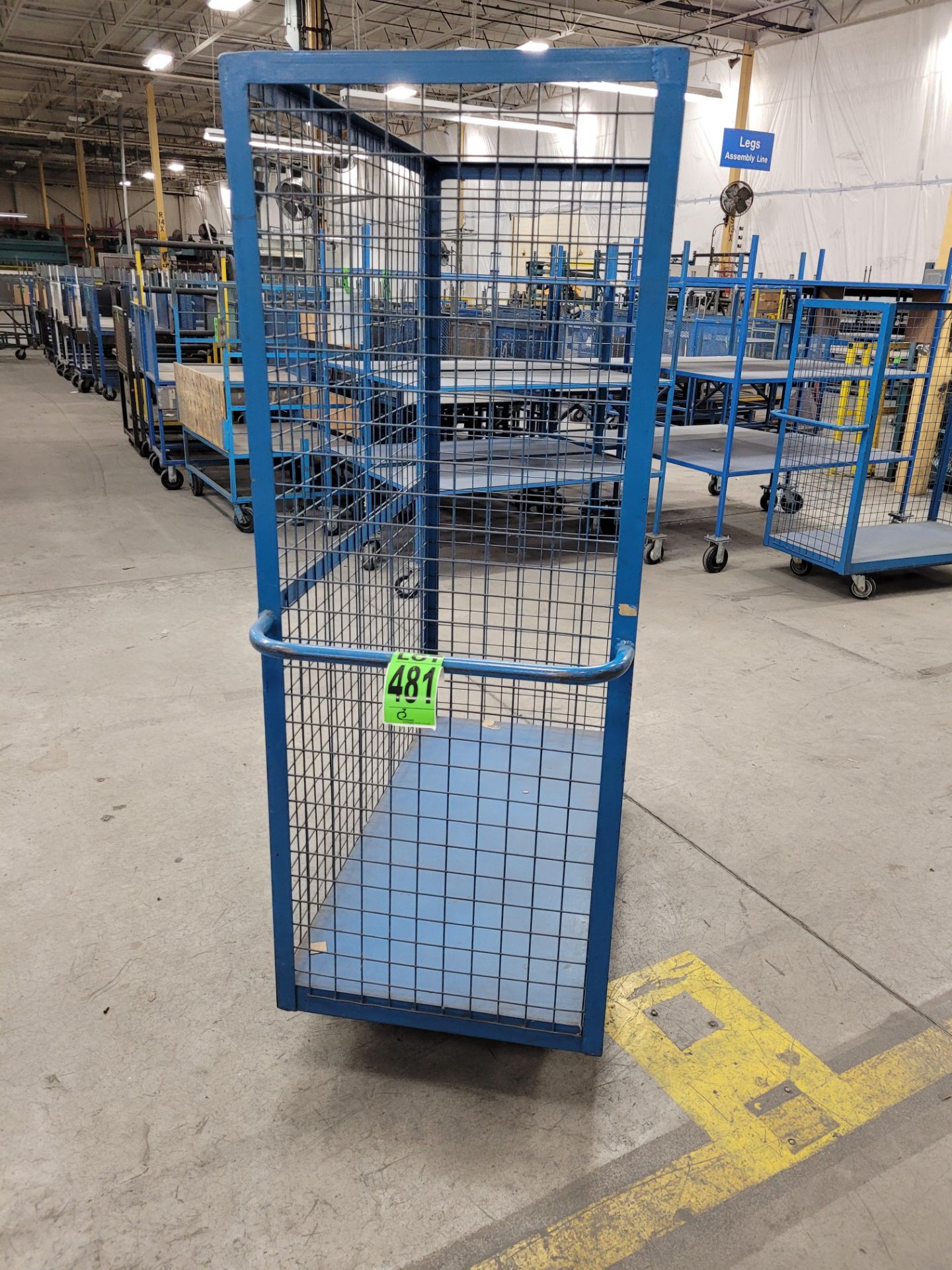 3-sided steel cage trolley w/handle, on casters, 5'x 2'x 6.5'H - Image 2 of 4