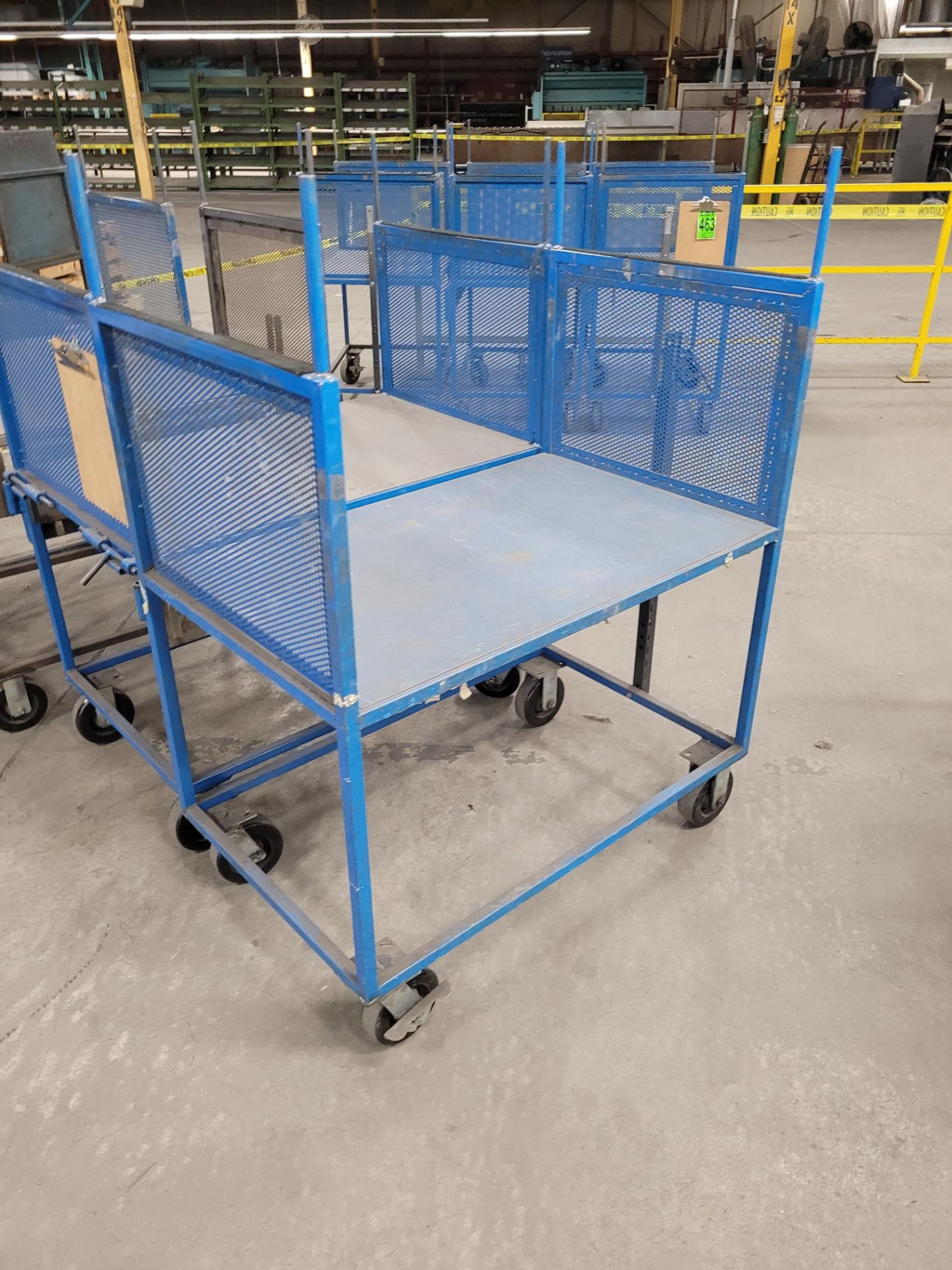 Lot of (4) steel-lattice carts w/handles, casters, wheel lock, (2) w/ expandable sides and (2) w/flo - Image 2 of 10