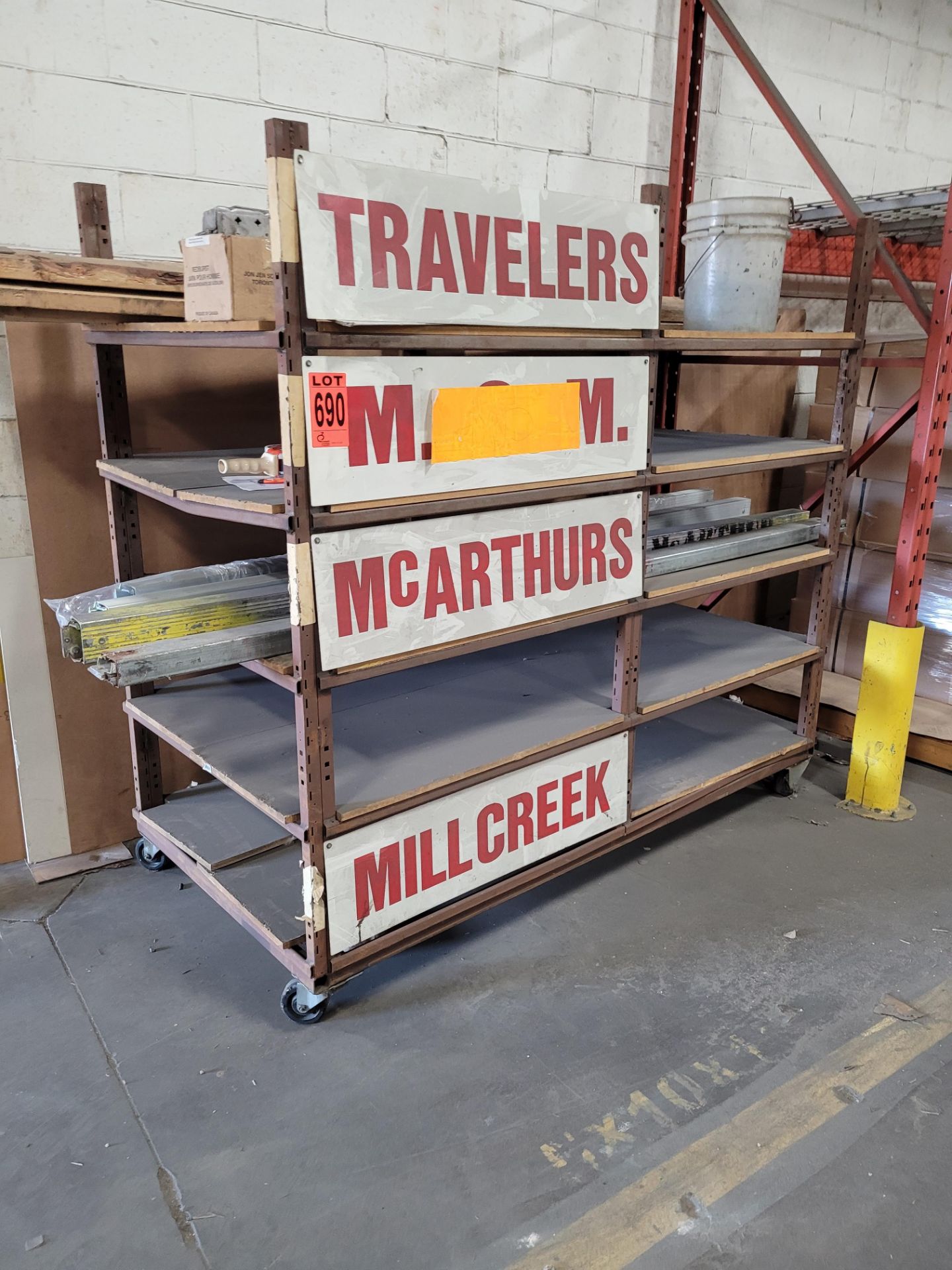 Mobile 5-level steel frame shelving unit on casters