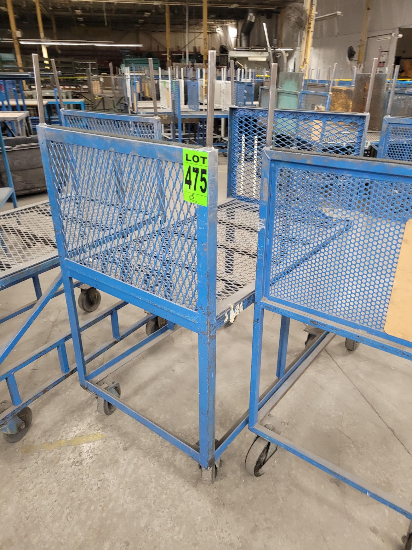 Lot of (3) steel-lattice carts w/handles, casters - Image 3 of 4