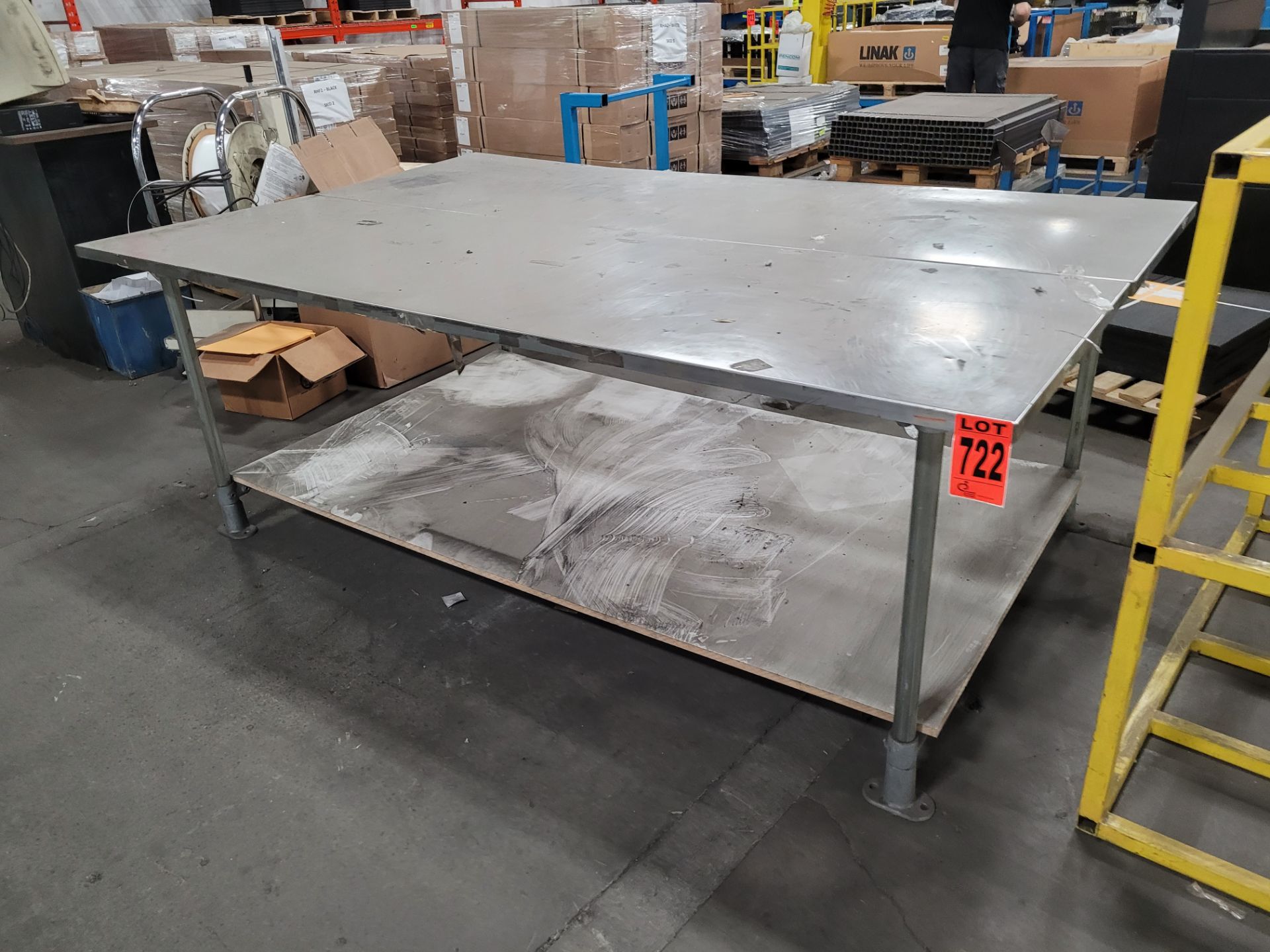 2-level stainless steel worktable on galvanized steel frame