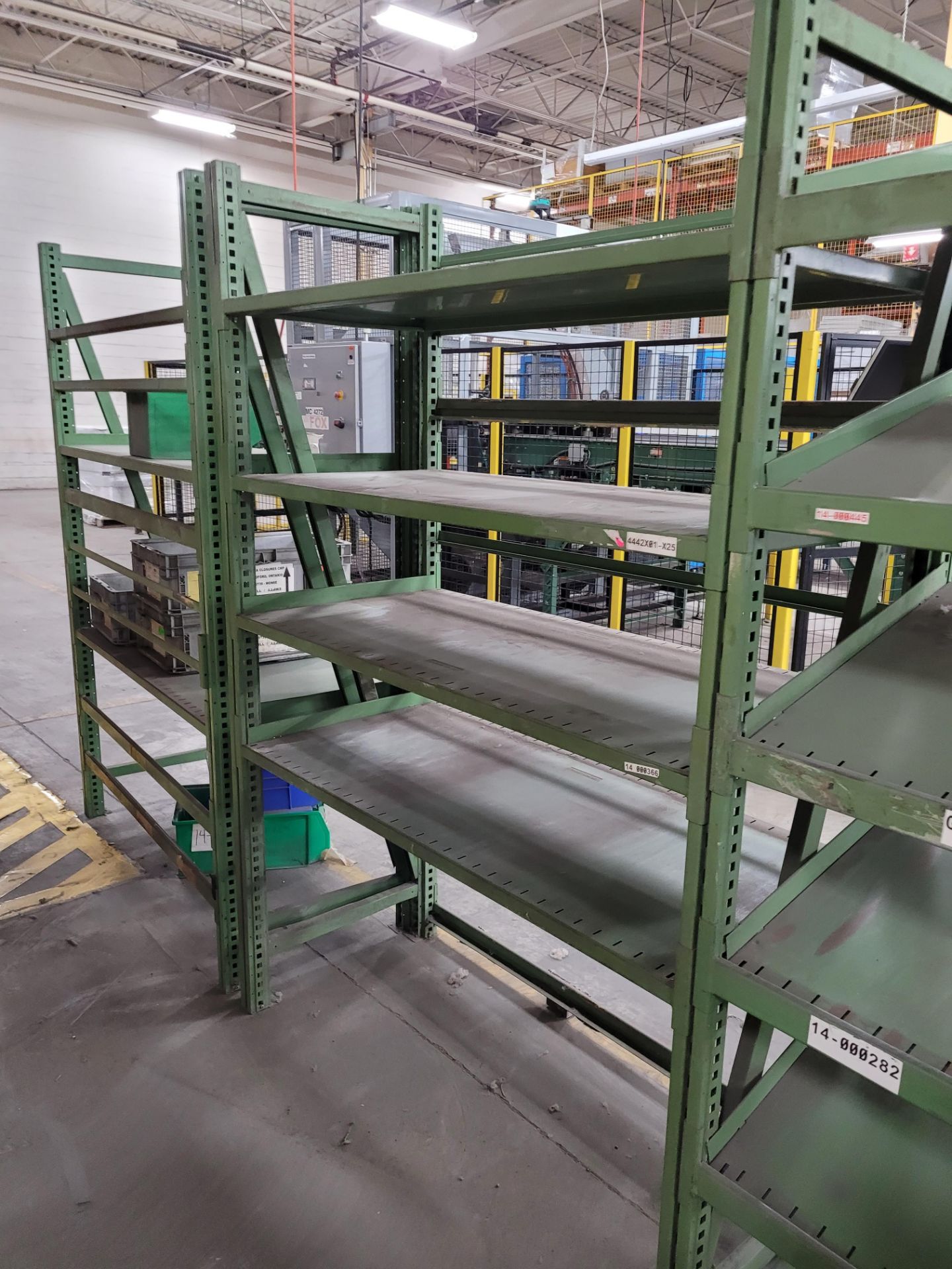 Lot of (8) sections of 6-level inclined teardrop shelving units, (45) shelves, (16) uprights - Image 9 of 14