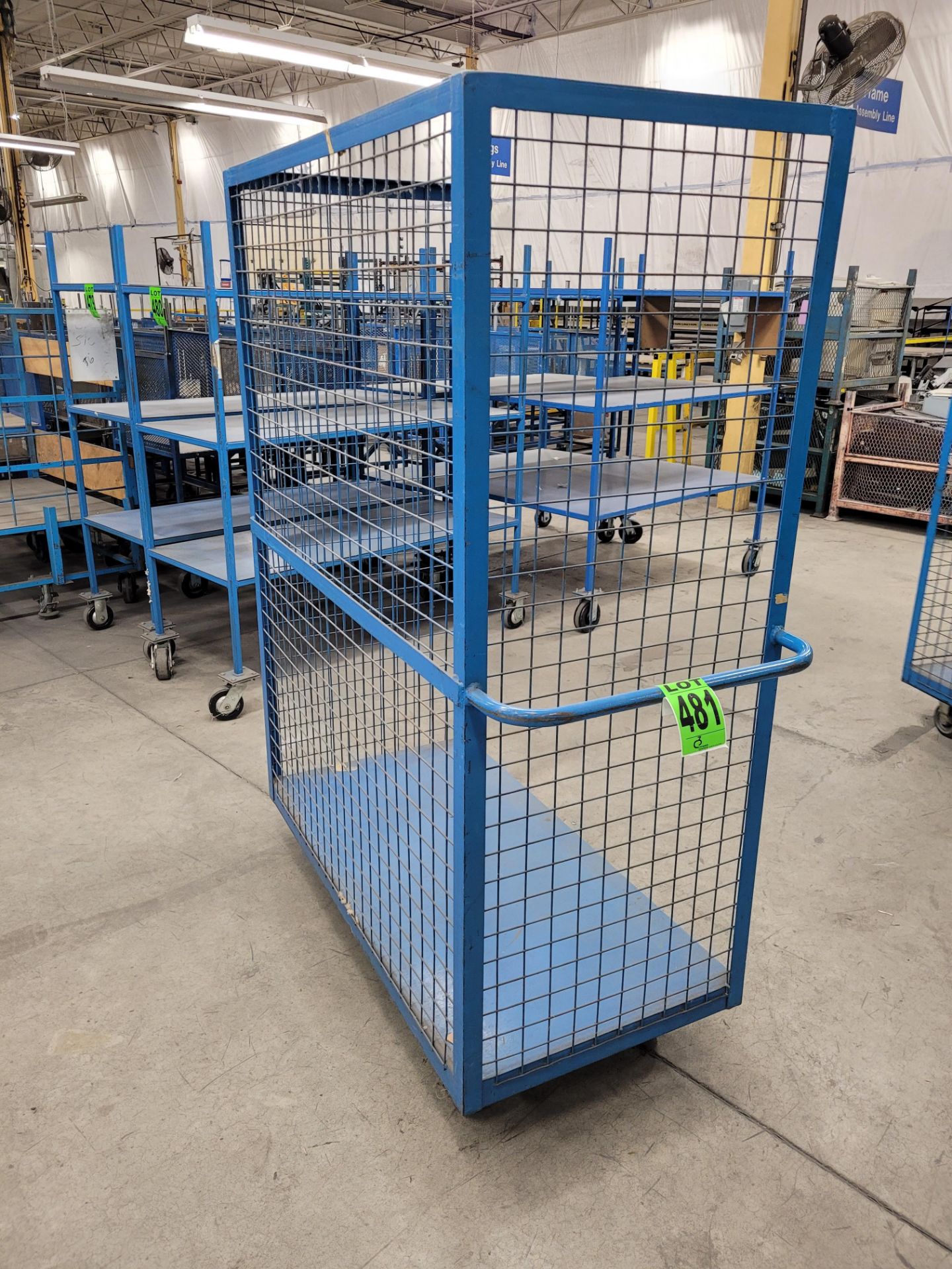 3-sided steel cage trolley w/handle, on casters, 5'x 2'x 6.5'H - Image 3 of 4