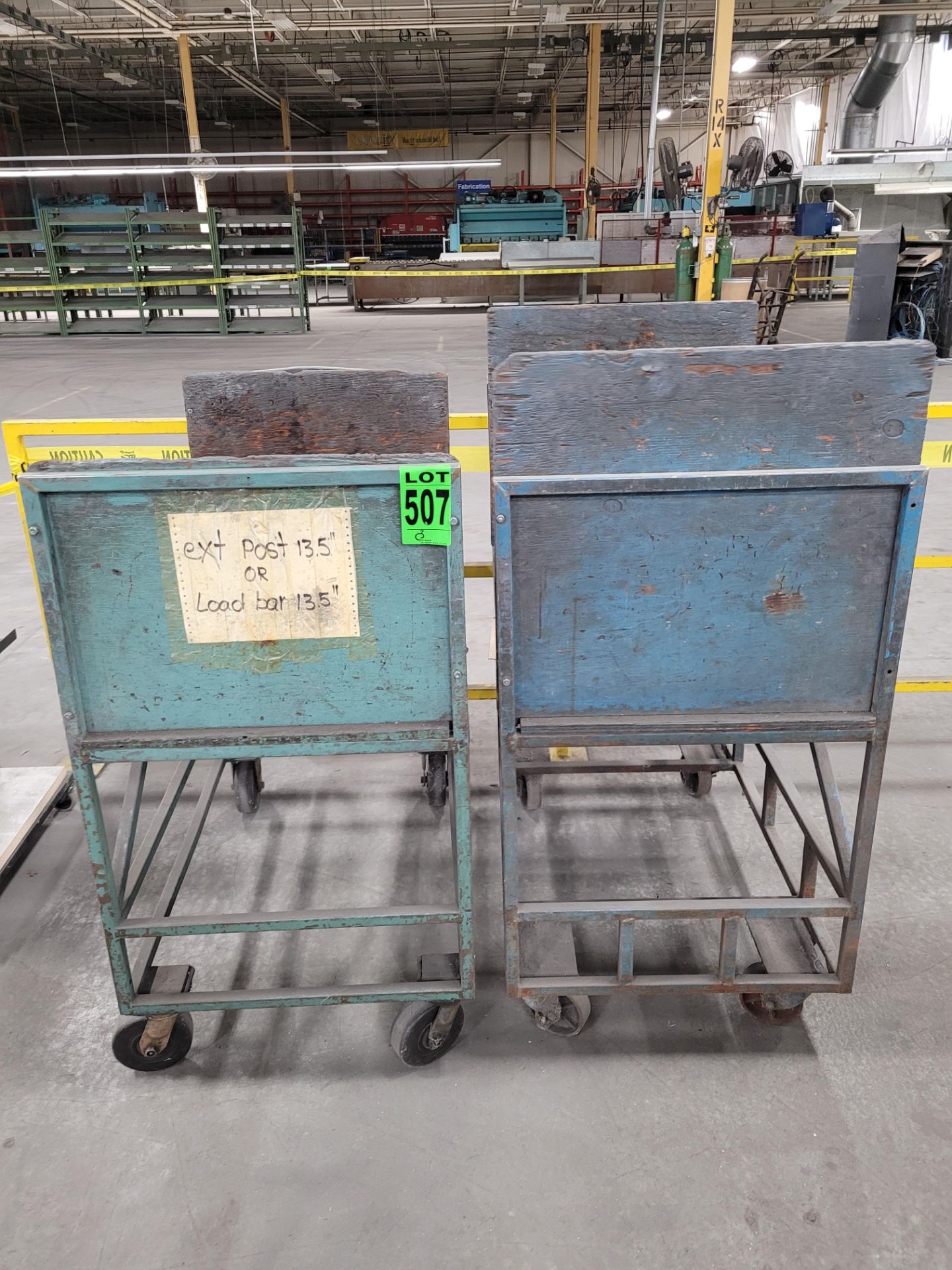 Lot of (2) steel frame carts on casters, w/ wood surface and siding - Image 2 of 3