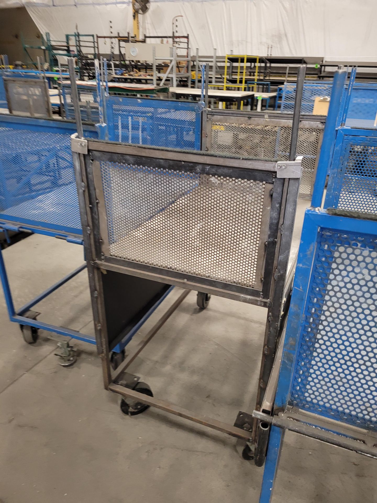 Lot of (3) steel-lattice carts w/handles, casters, wheel lock, (3) w/ expandable sides and (2) w/flo - Image 3 of 4