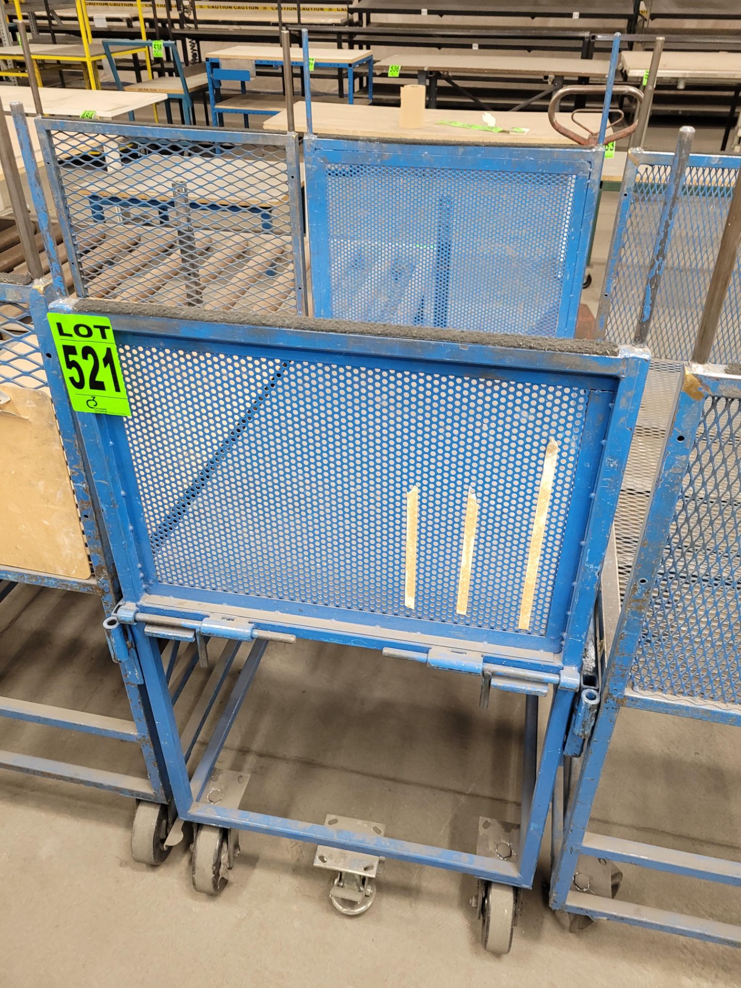 Lot of (2) steel-lattice carts w/handles, casters, wheel lock, (1) w/expandable sides - Image 2 of 3