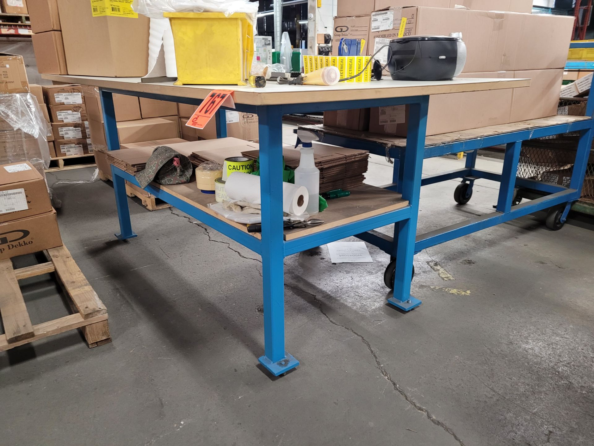 2-level steel frame worktable w/ plywood surface - Image 2 of 2