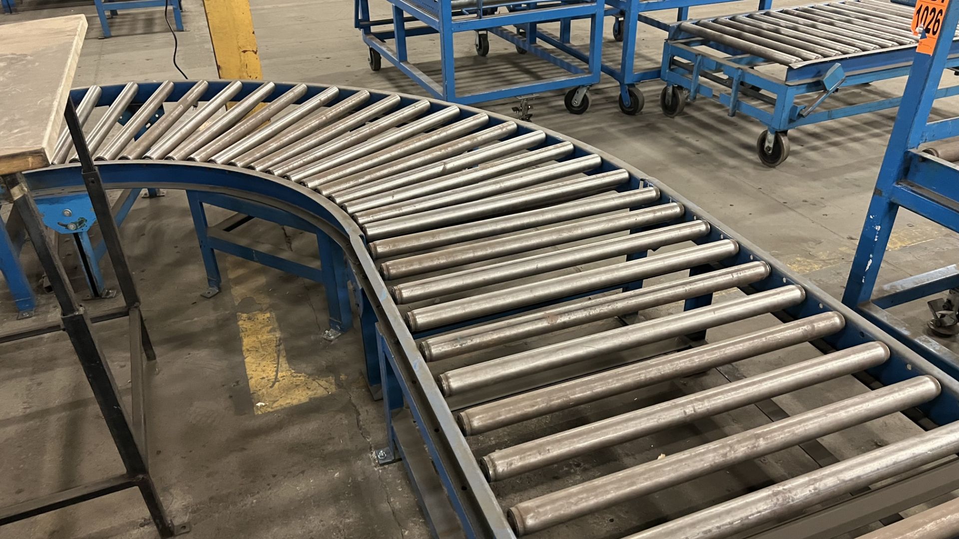 Lot of (2) steel frame manual roller conveyors w/ handles, casters, foot lock and adjustable height - Image 4 of 7