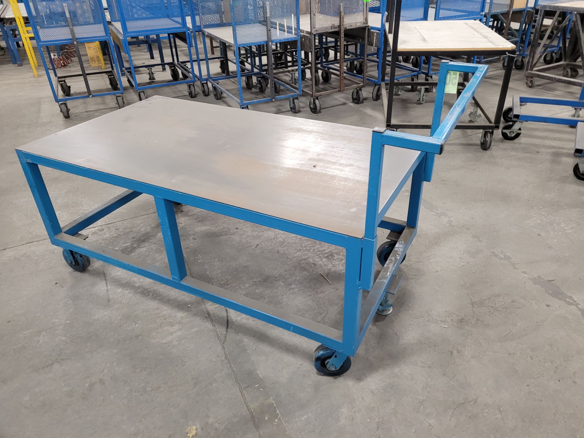 Heavy-Duty steel platform cart on casters, w/handle, floor lock - Image 3 of 4