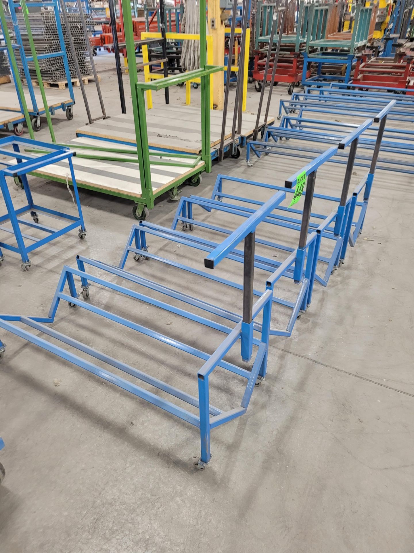 Lot of (4) steel frame , V-shape carts on casters w/ adjustable T-bar handle - Image 2 of 2