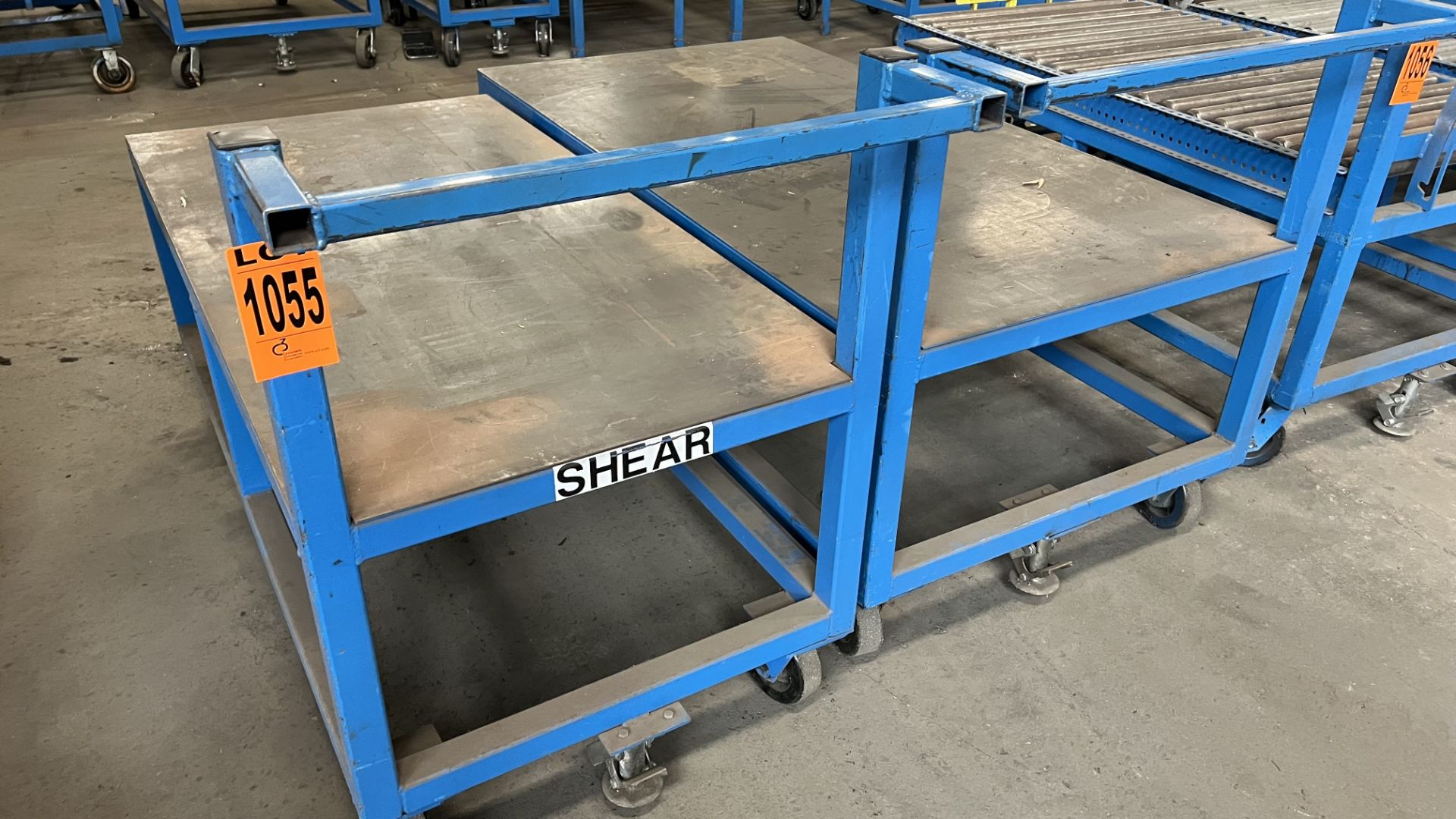 Lot of (2) steel frame platform carts on casters w/ foot lock, handle - Image 2 of 2