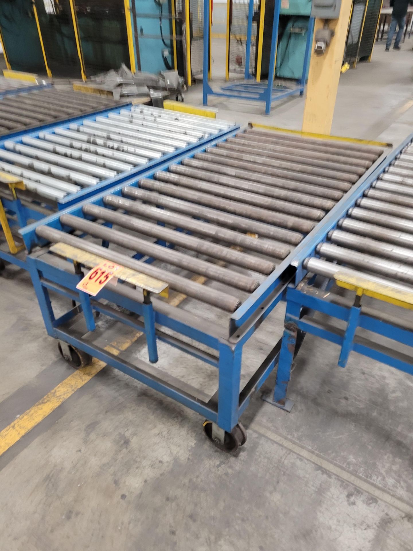 Lot of (4) Heavy-duty steel frame mobile roller conveyor, (2) w/ (4) casters, (2) w/ (2) casters and - Image 2 of 9