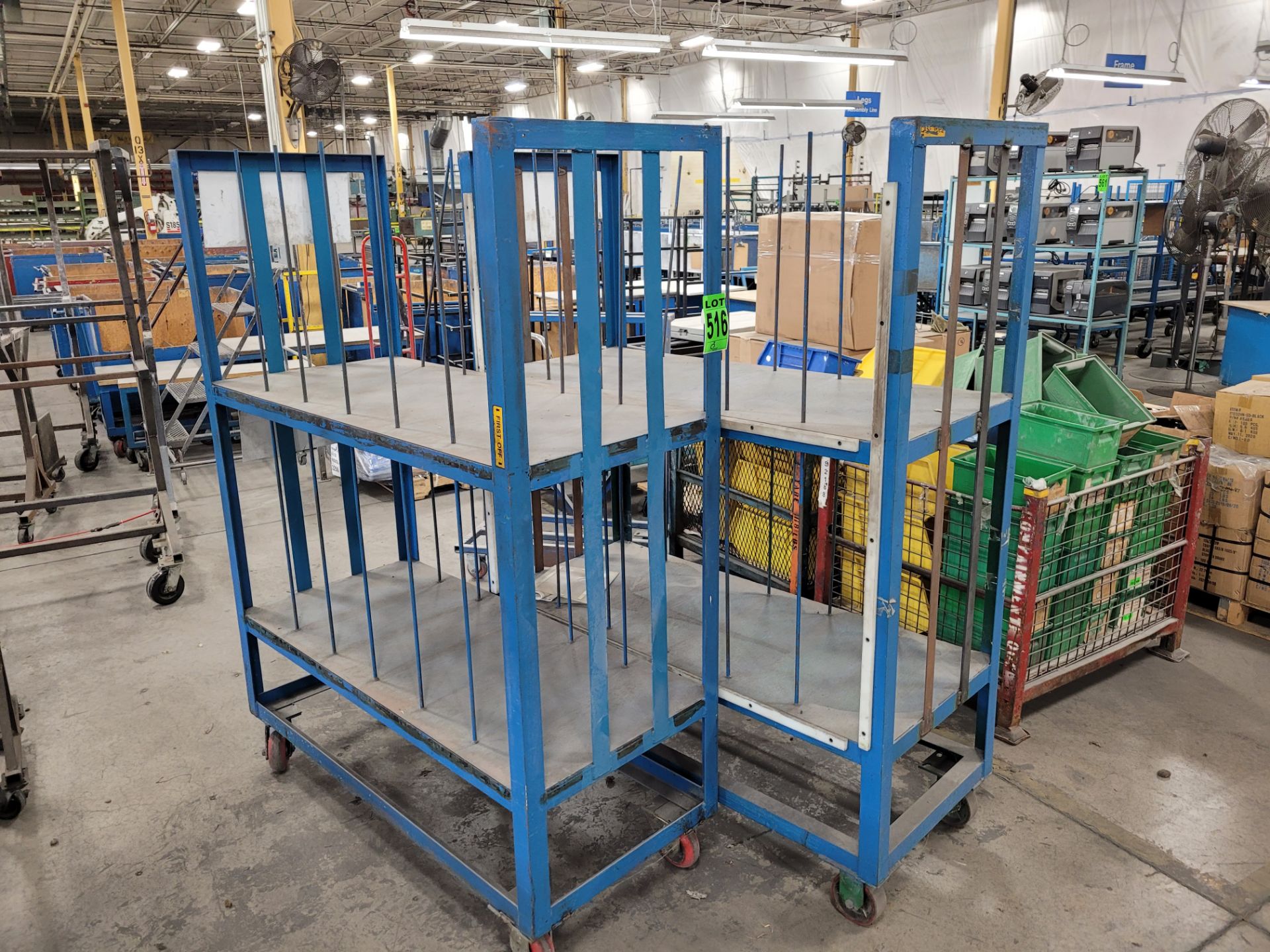 Lot of (2) heavy-duty steel 2-level mobile shelving units w/ casters, 2' x 5' x 6' H - Image 2 of 4