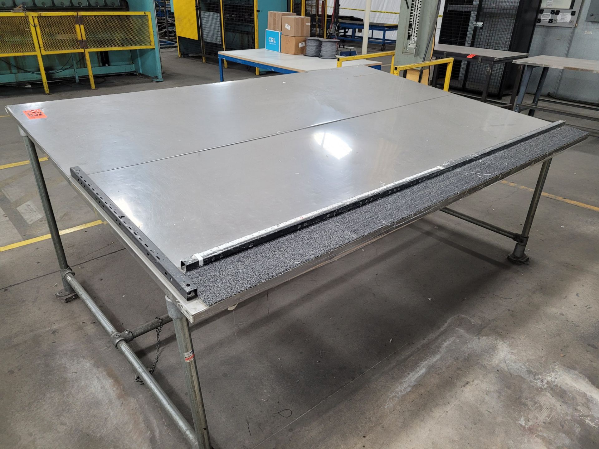 Inclined worktable w/ ss-sheet surface on plywood, w/ galvanized steel base - Image 2 of 5