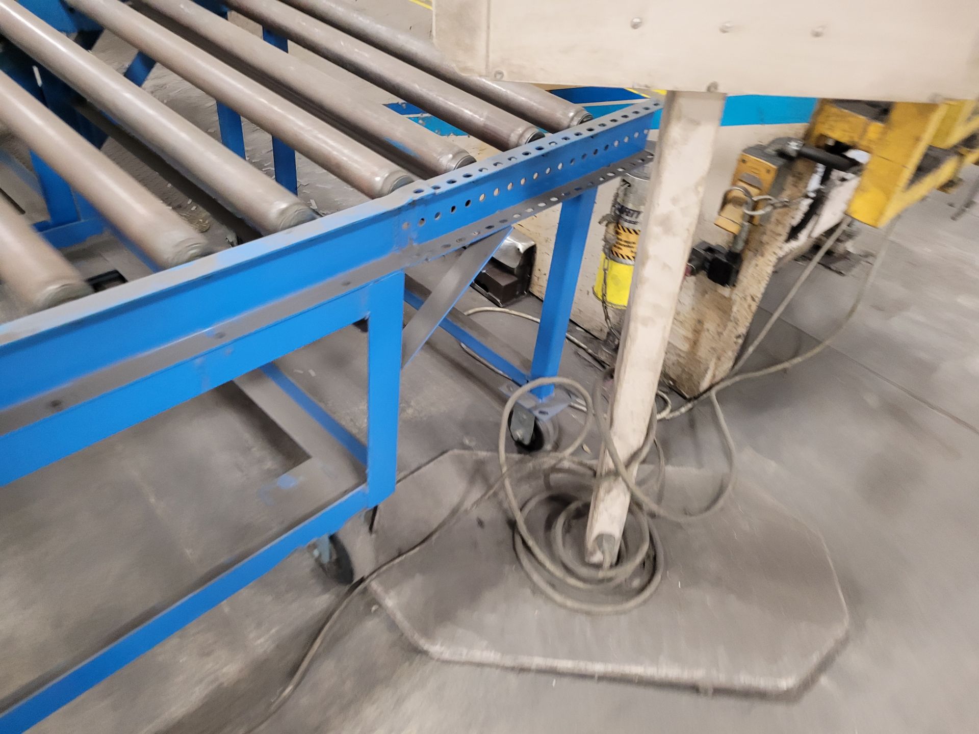 Lot of (4) steel frame manual roller conveyors, ea. w/(2) casters and (2) rail wheels, w/ adjustable - Image 11 of 13