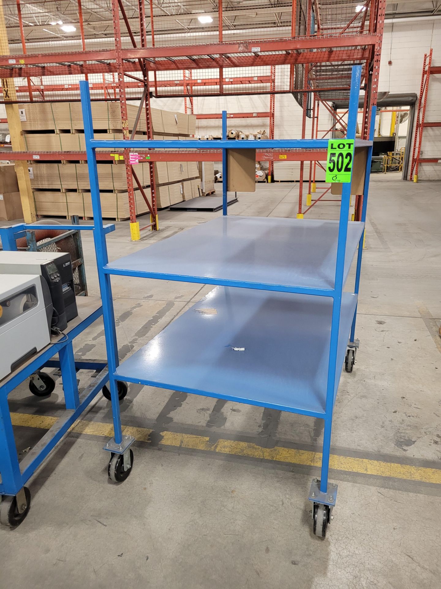3-level mobile steel shelving unit on casters, 3'' x 5' x 5' w/handles - Image 2 of 4