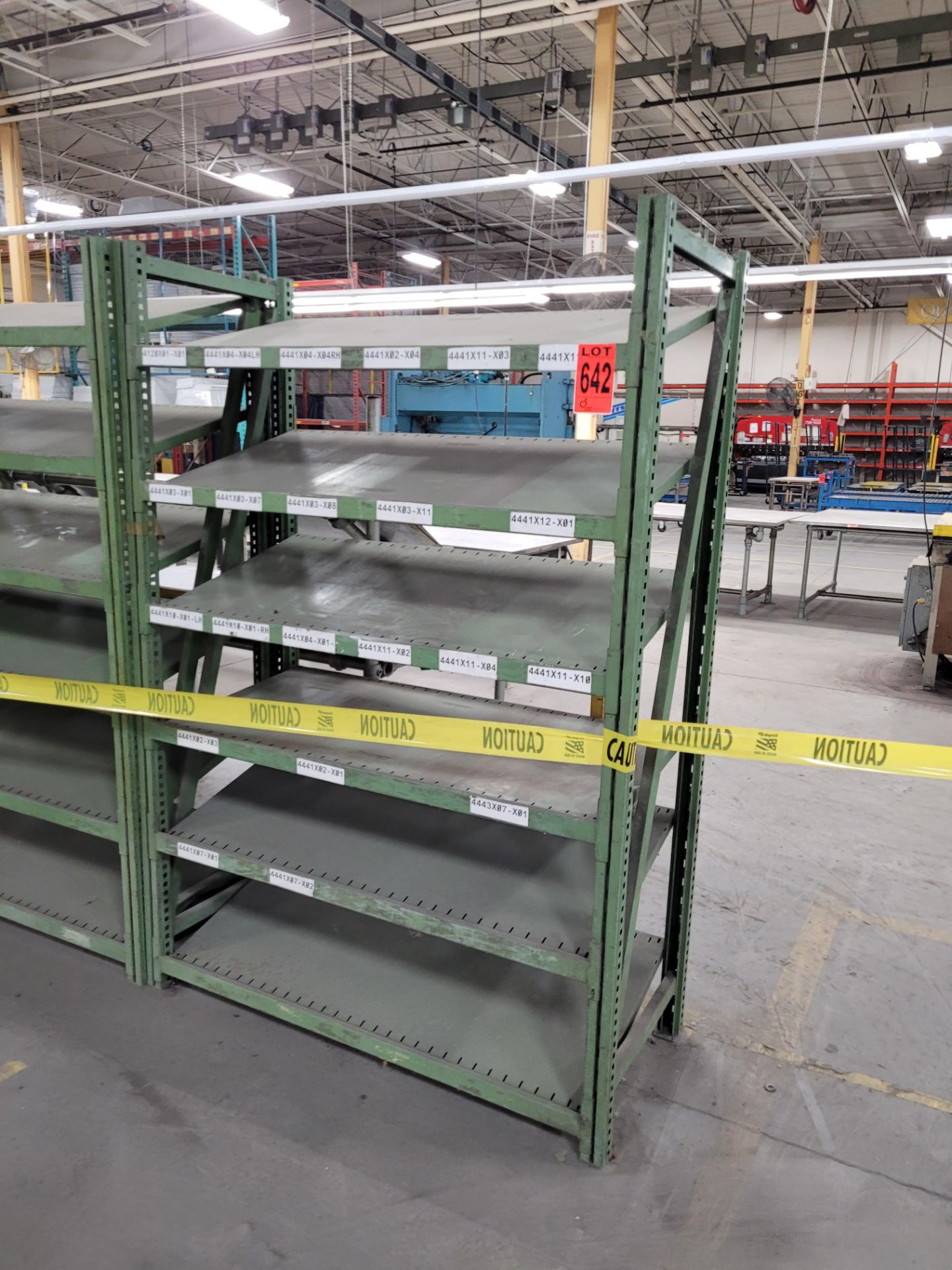 Lot of (8) sections of 6-level inclined teardrop shelving units, (45) shelves, (16) uprights - Image 2 of 14