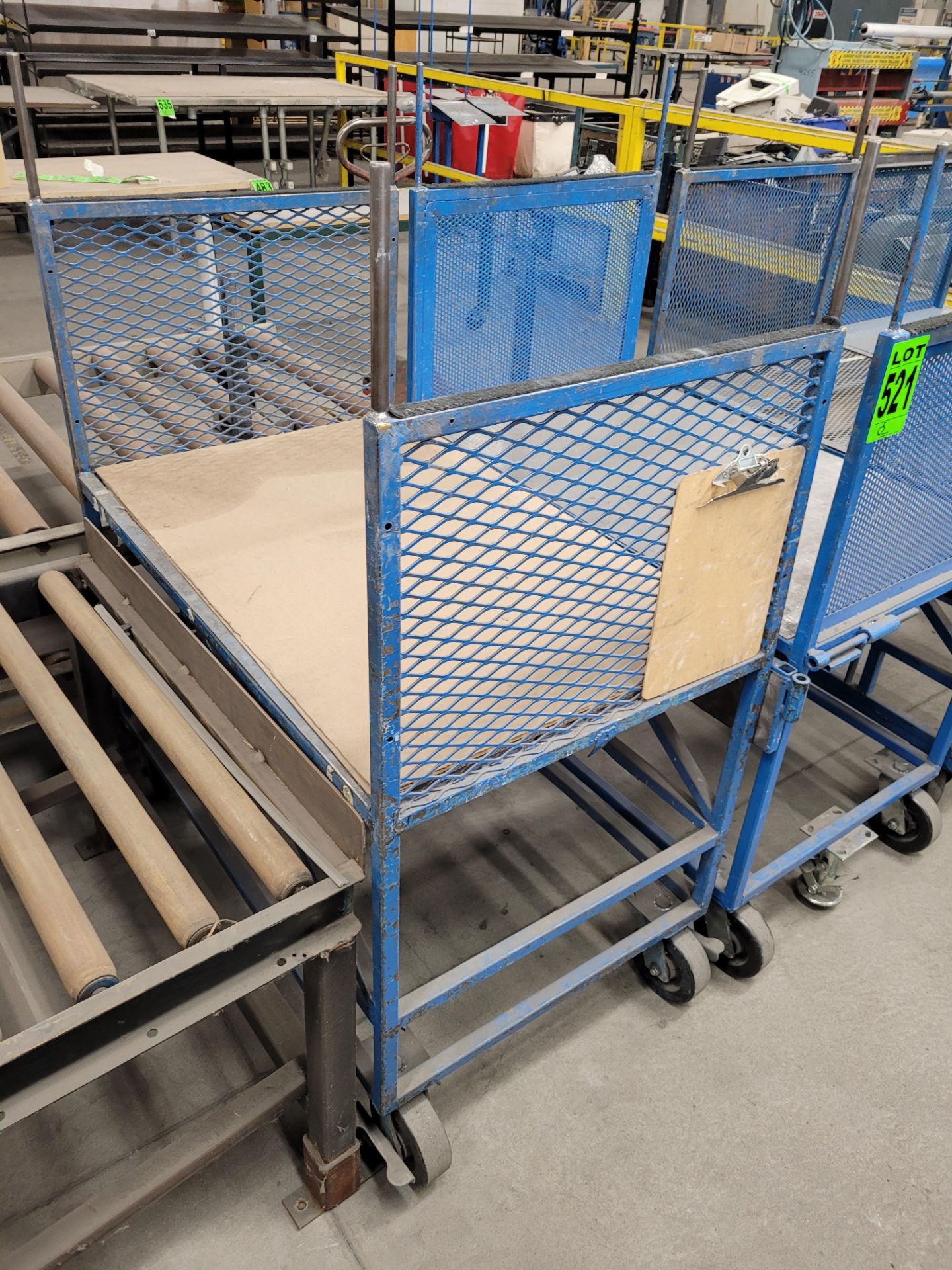 Lot of (2) steel-lattice carts w/handles, casters, wheel lock, (1) w/expandable sides - Image 3 of 3