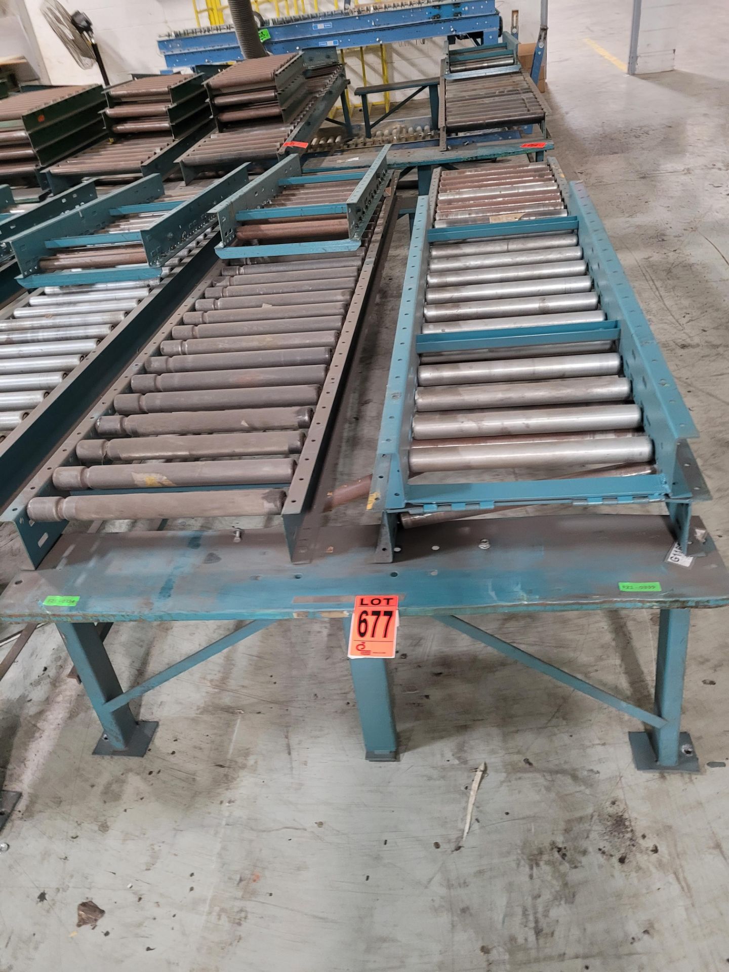 Section of double inclined manual roller conveyor w/ folding extension, 1' space between conveyors - Image 2 of 2