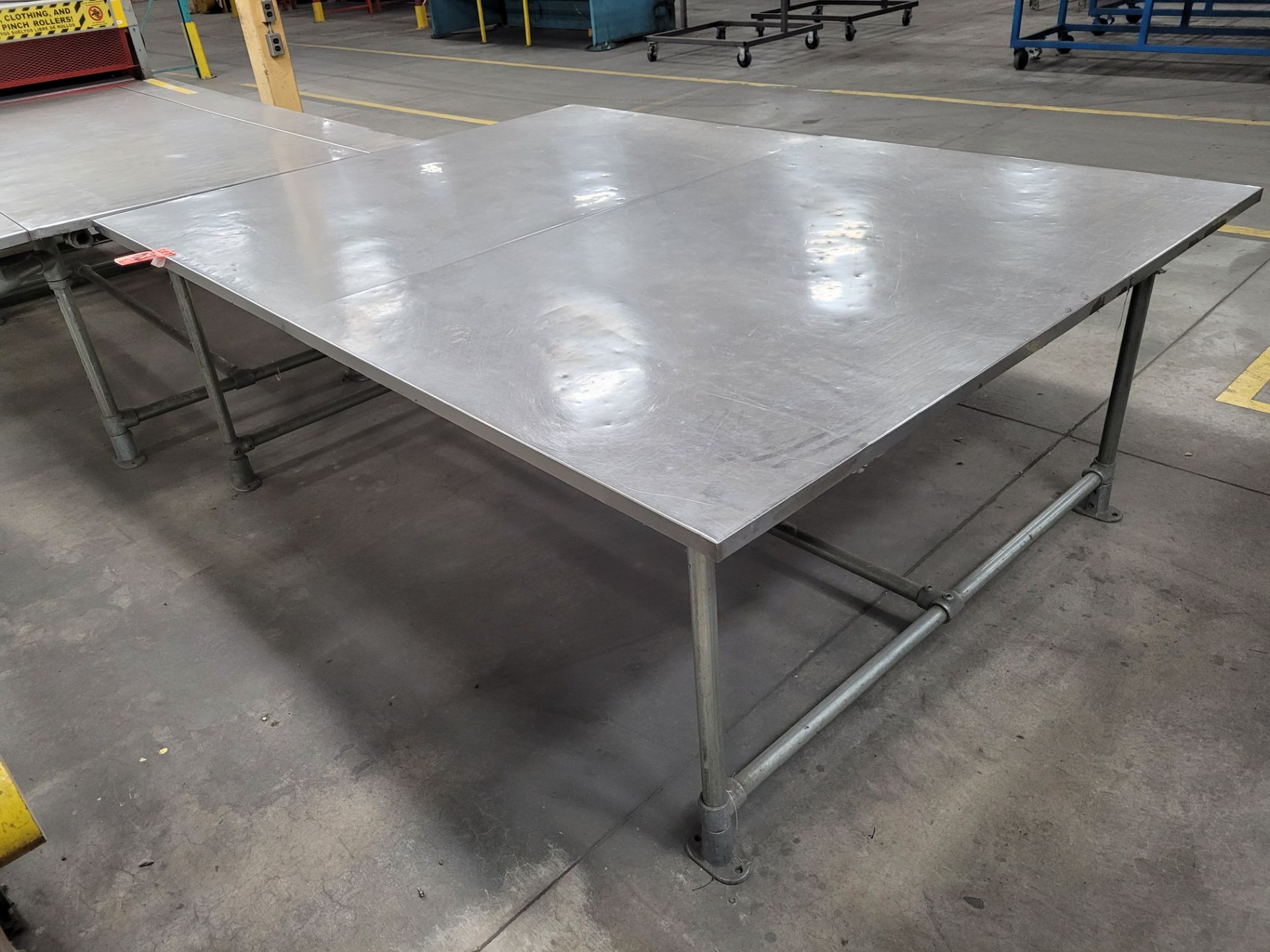 Preparation table w/ ss-sheet surface on plywood, w/ galvanized steel base - Image 2 of 3