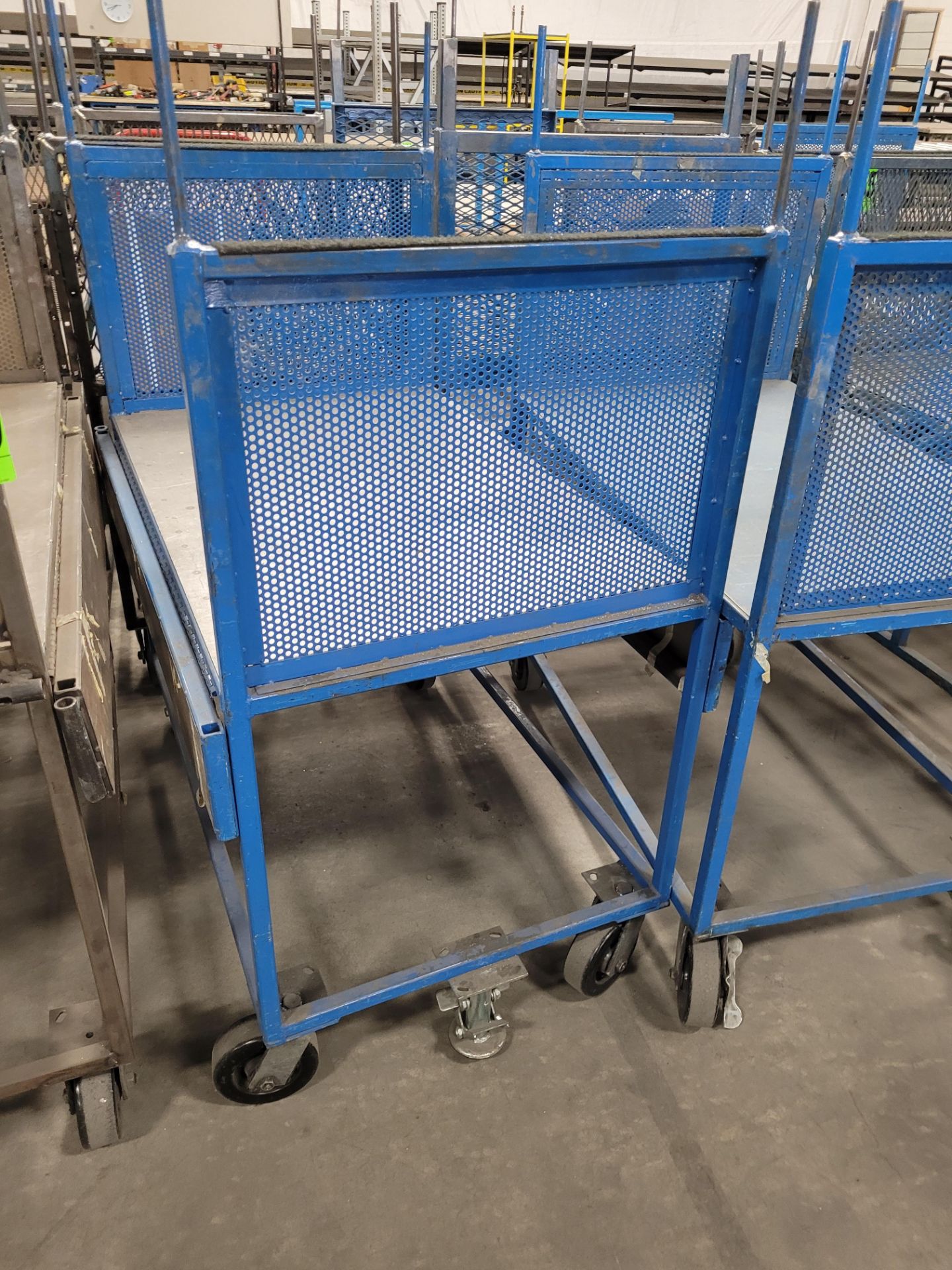 Lot of (4) steel-lattice carts w/handles, casters, wheel lock, (2) w/ expandable sides and (2) w/flo - Image 9 of 10