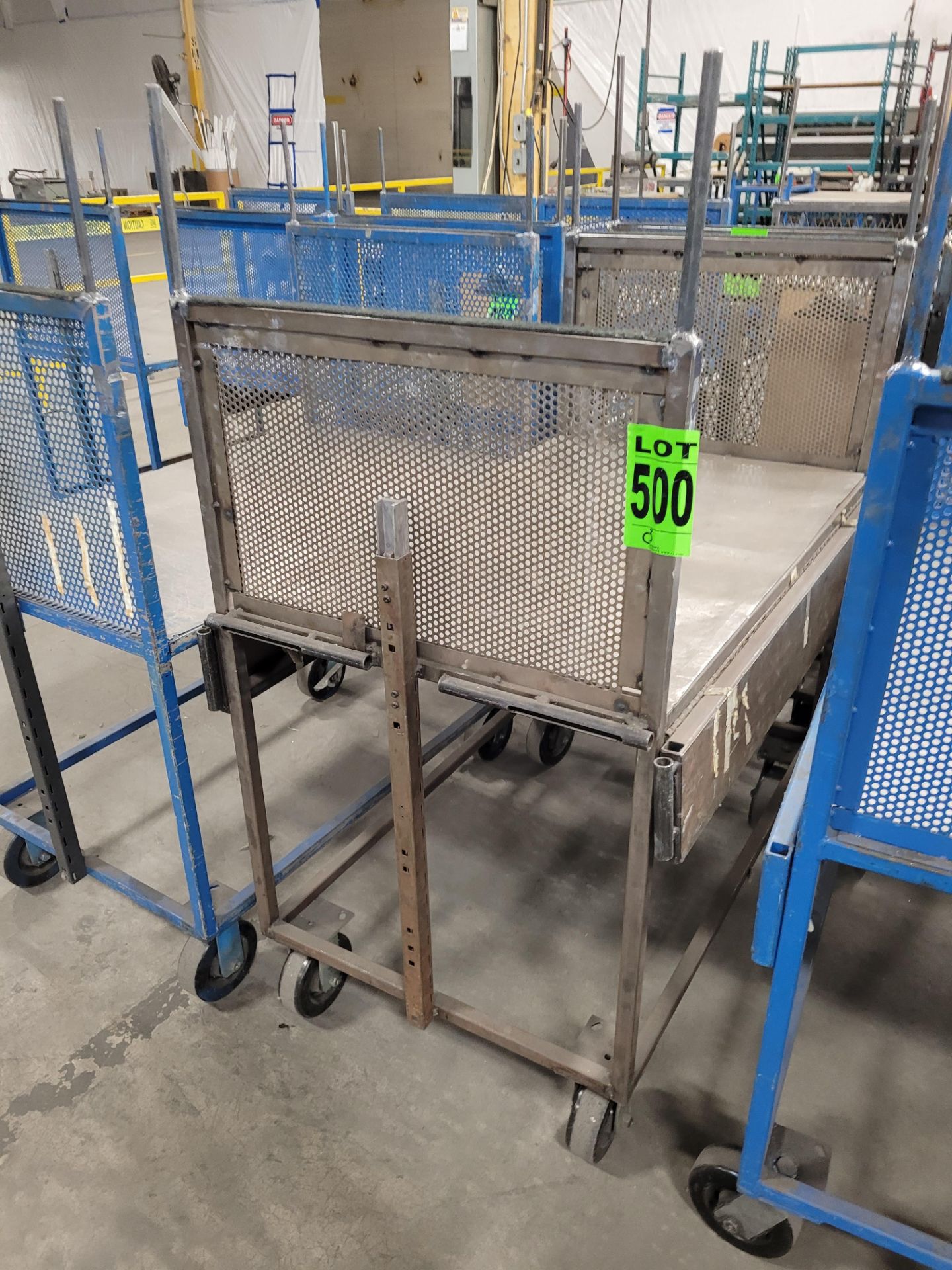 Lot of (4) steel-lattice carts w/handles, casters, wheel lock, (2) w/ expandable sides and (2) w/flo - Image 7 of 10