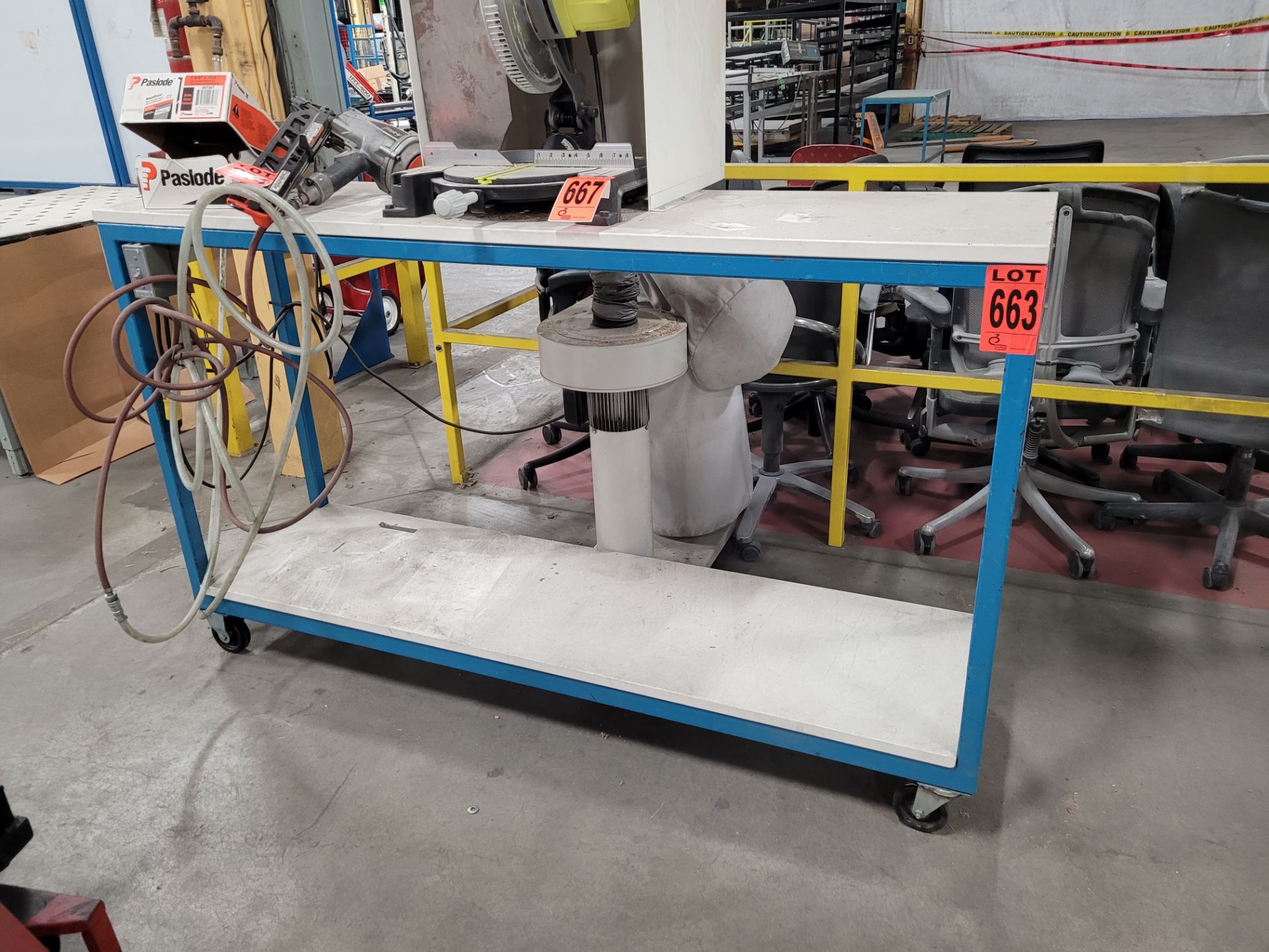 2-level mobile steel workstation on casters w/ composite surface