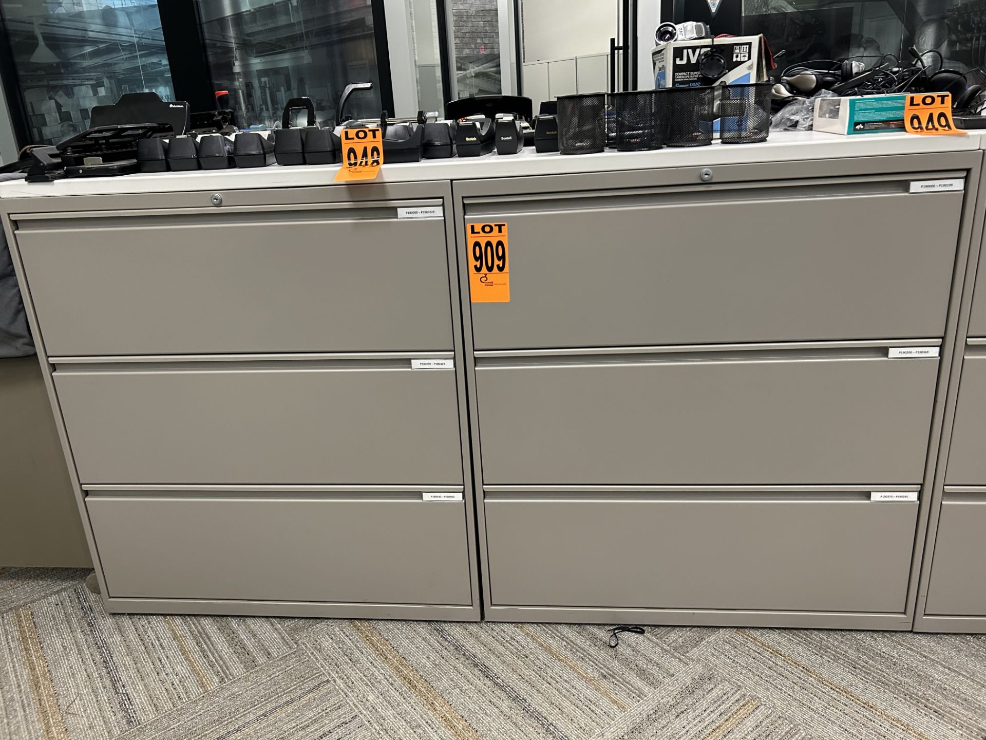 Lot of (2) 3-Level horizontal steel filing cabinets