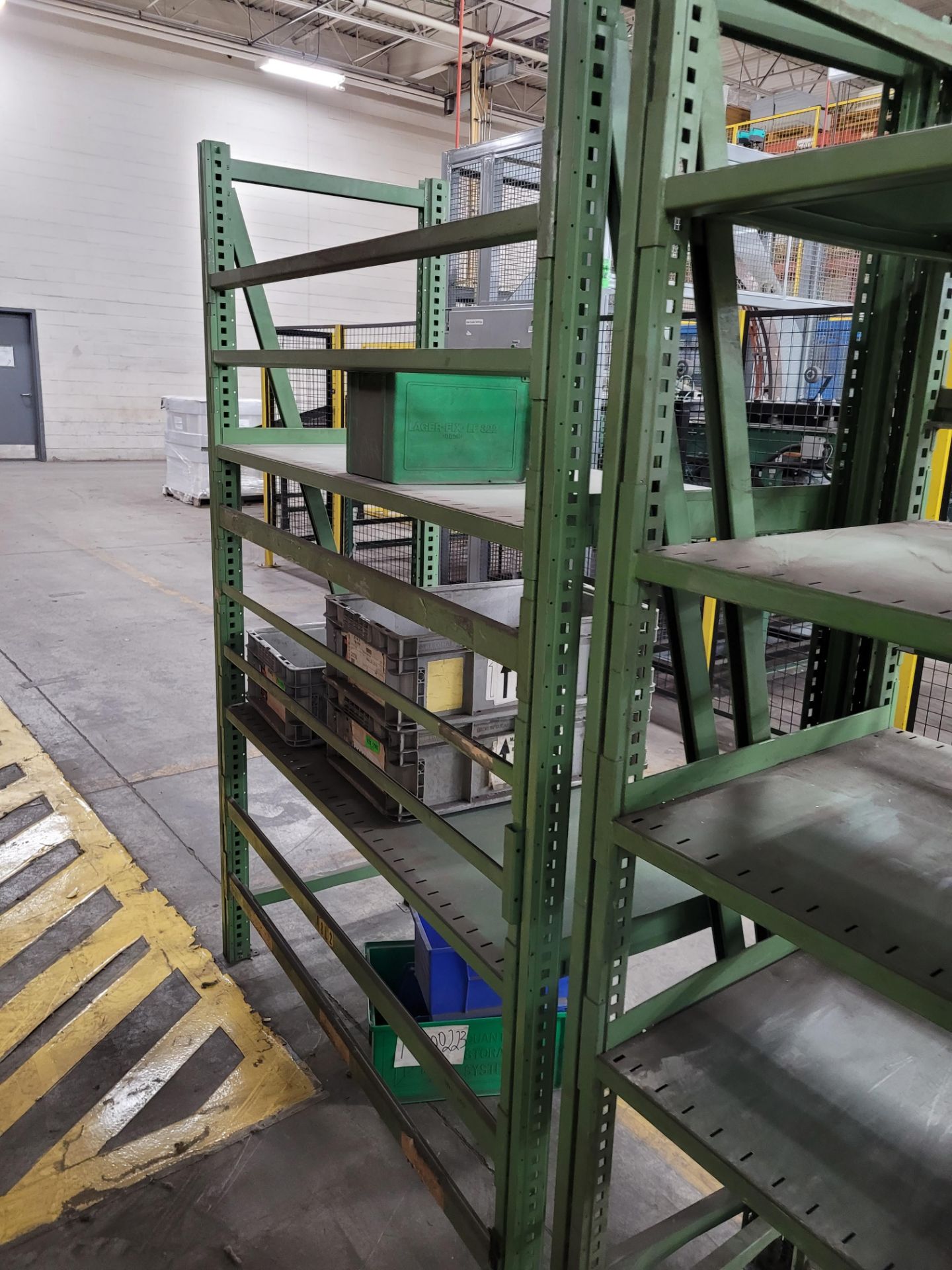 Lot of (8) sections of 6-level inclined teardrop shelving units, (45) shelves, (16) uprights - Image 10 of 14