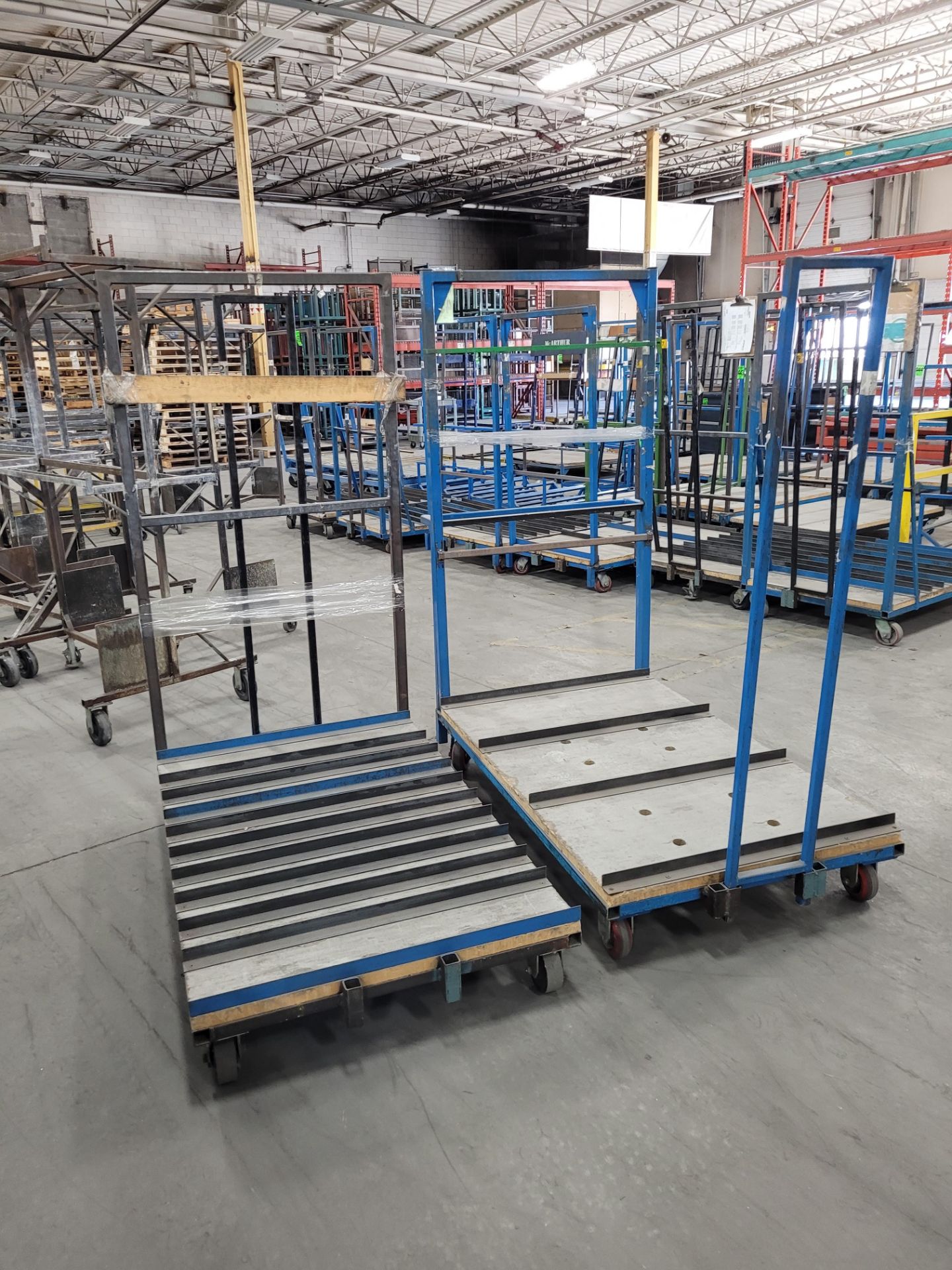 Lot of (2) steel carts, (1) w/ 9 steel dividers, (1) w/3 steel dividers, casters, removable steel si - Image 5 of 5