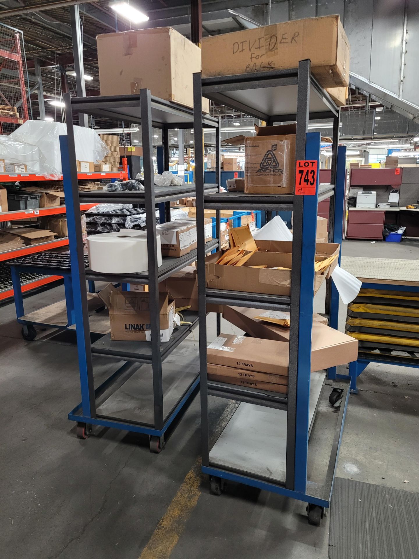 Lot of (2) sections of 5-level steel shelving units on casters - Image 5 of 5