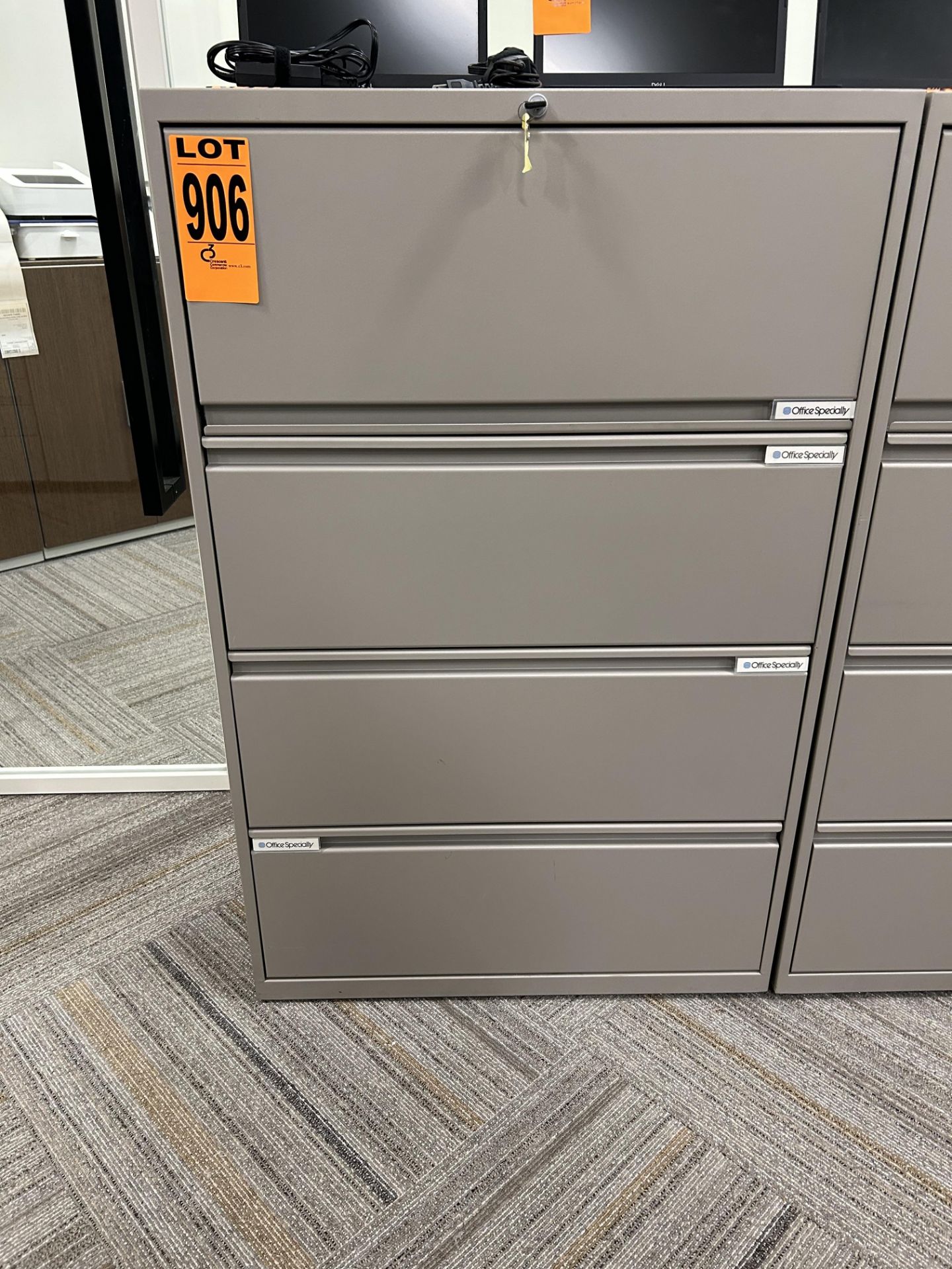 4-level horizontal steel filing cabinet w/key