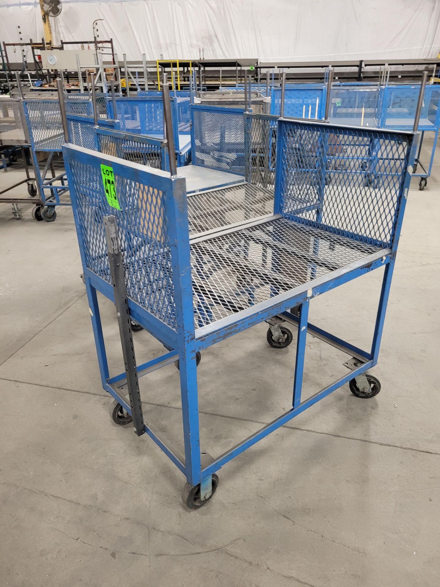 Lot of (3) steel-lattice carts w/handles, casters, wheel lock, (1) w/ expandable sides - Image 2 of 4