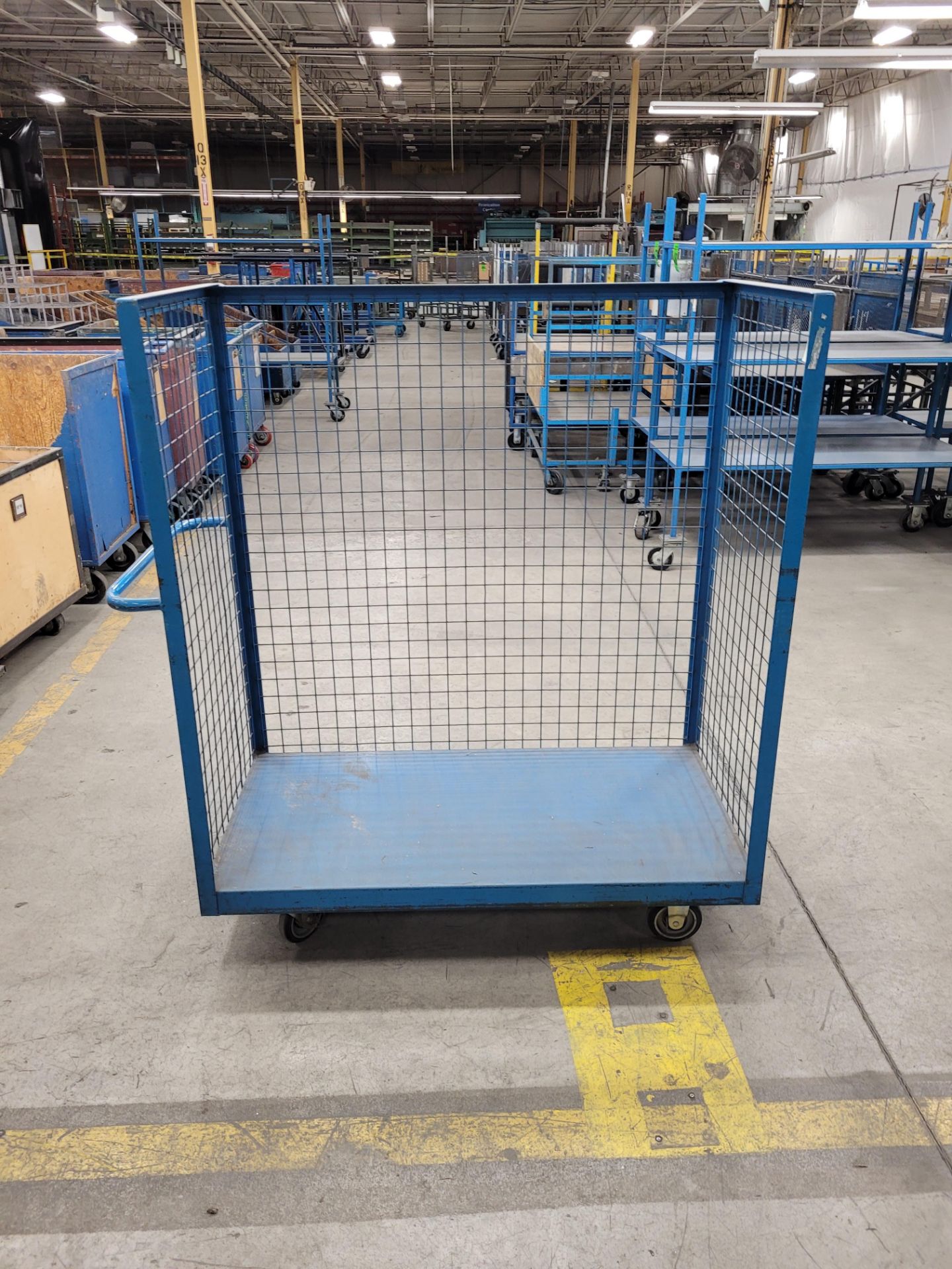3-sided steel cage trolley w/handle, on casters, 5'x 2'x 5 'H - Image 2 of 4