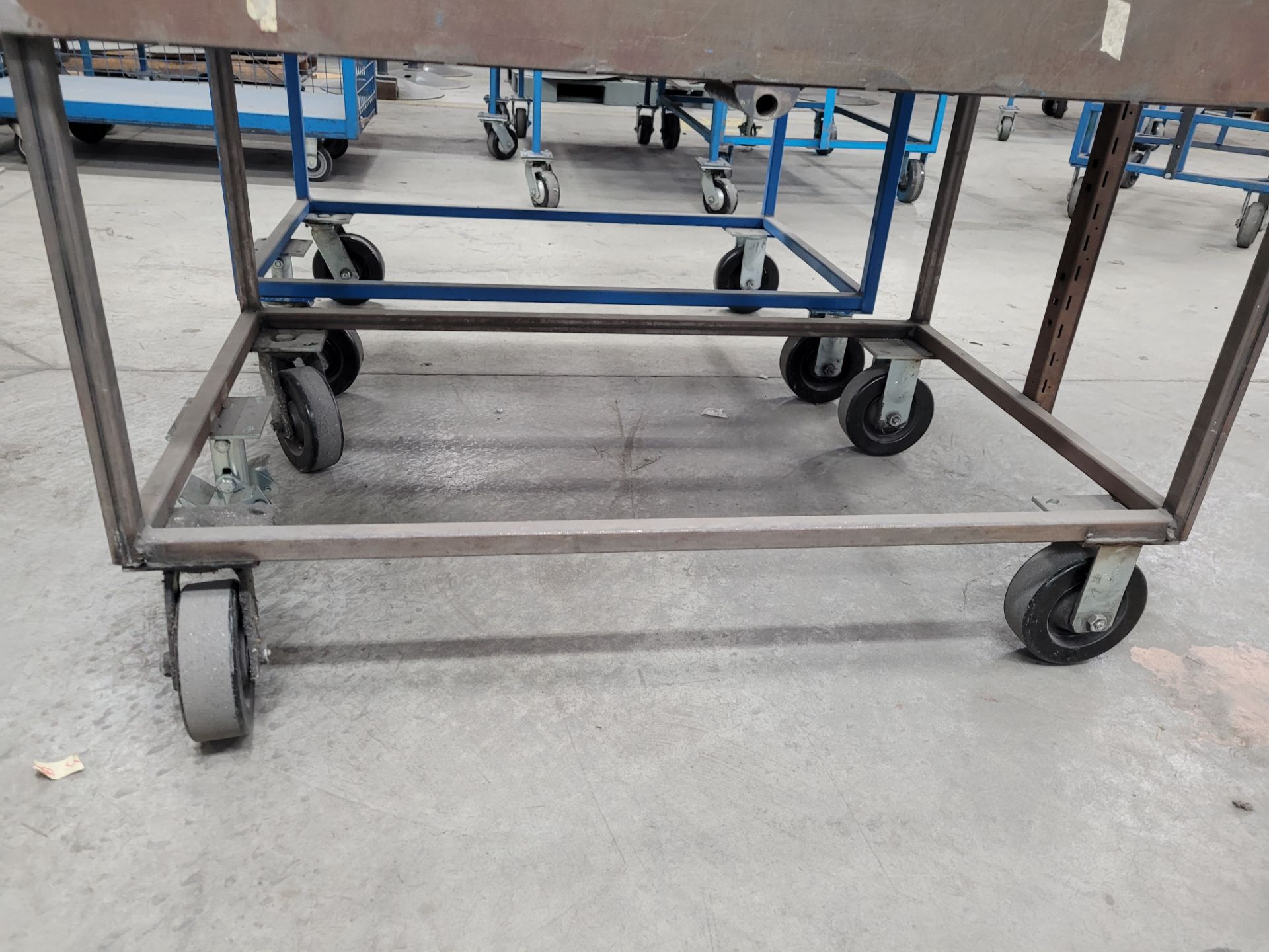 Lot of (2) steel-lattice carts w/handles, casters, floor lock and expandable sides - Image 6 of 7